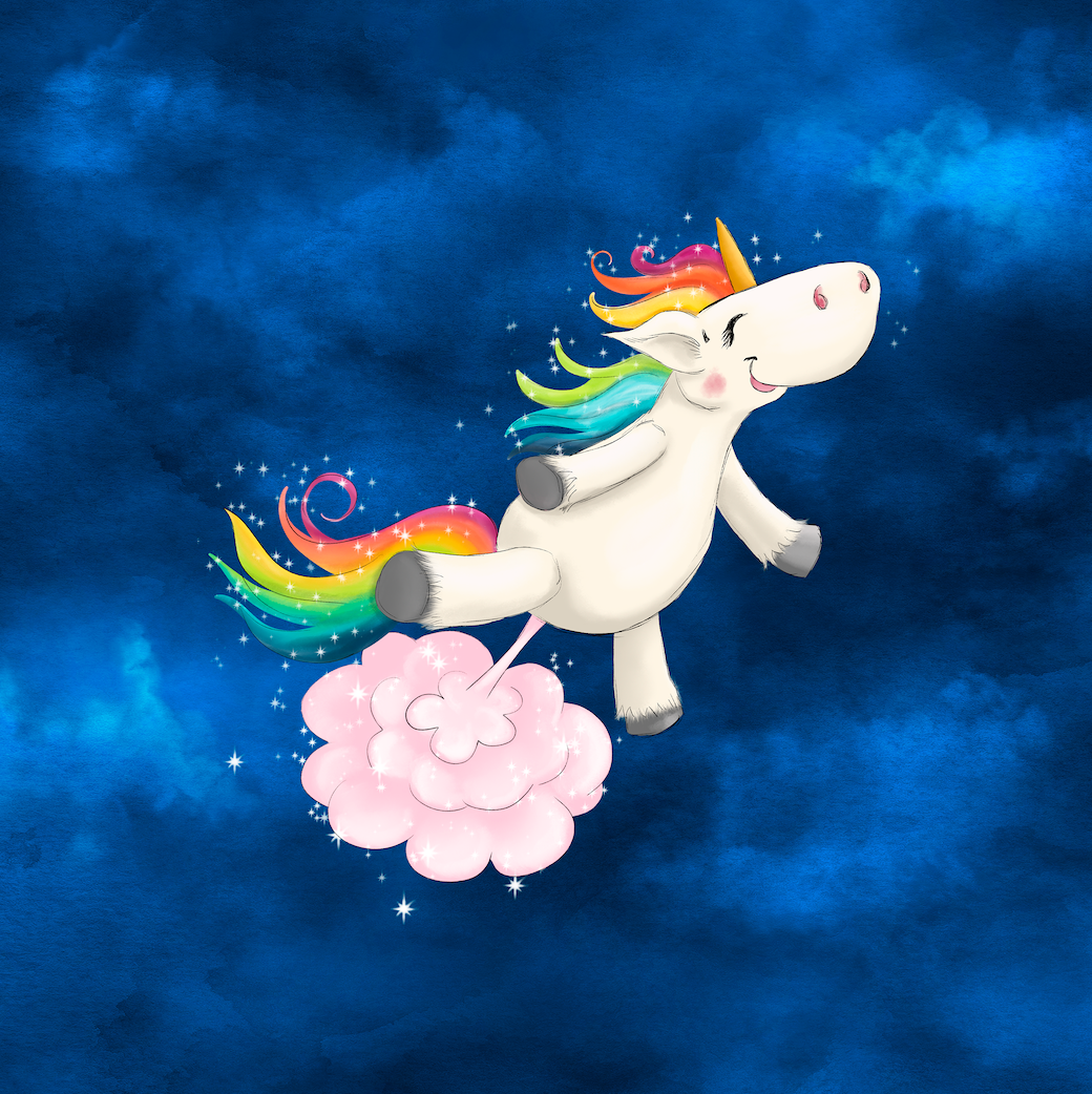 Bio-Jersey Glitzereinhorn denimblau