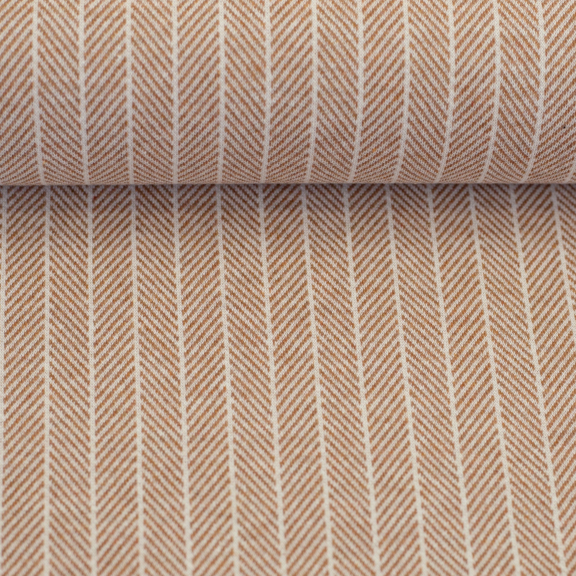 0,5m Jacquard-Jersey Streifen meliert ecru/hellbraun