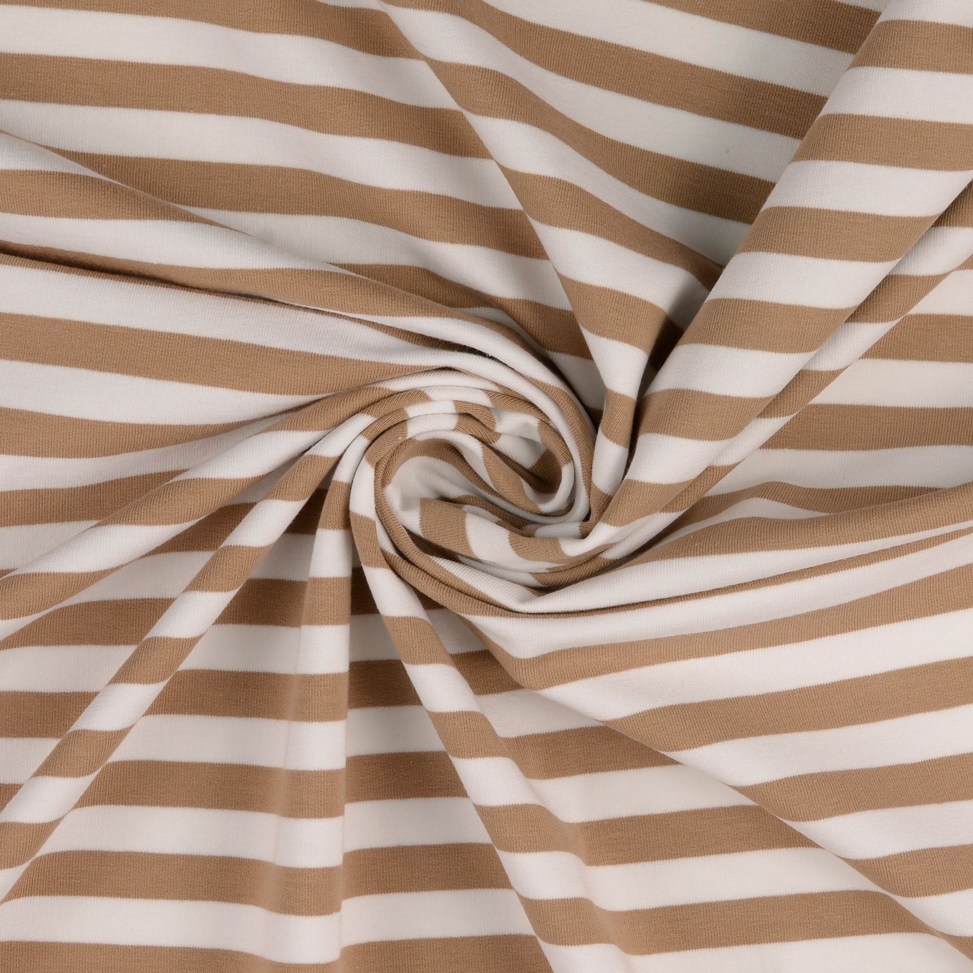 0,5m Sommersweat Stripes "Mandy" braun weiß