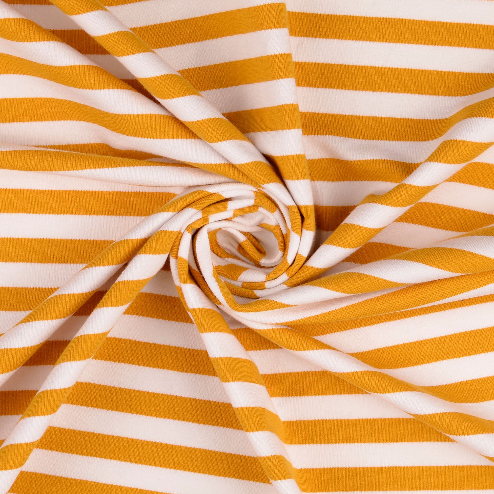 0,5m Sommersweat Stripes "Mandy" senf weiß