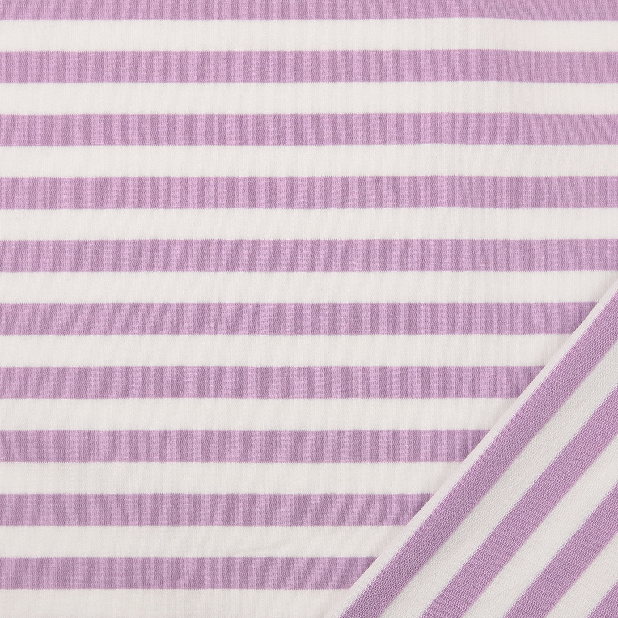 0,5m Sommersweat Stripes "Mandy" lila weiß