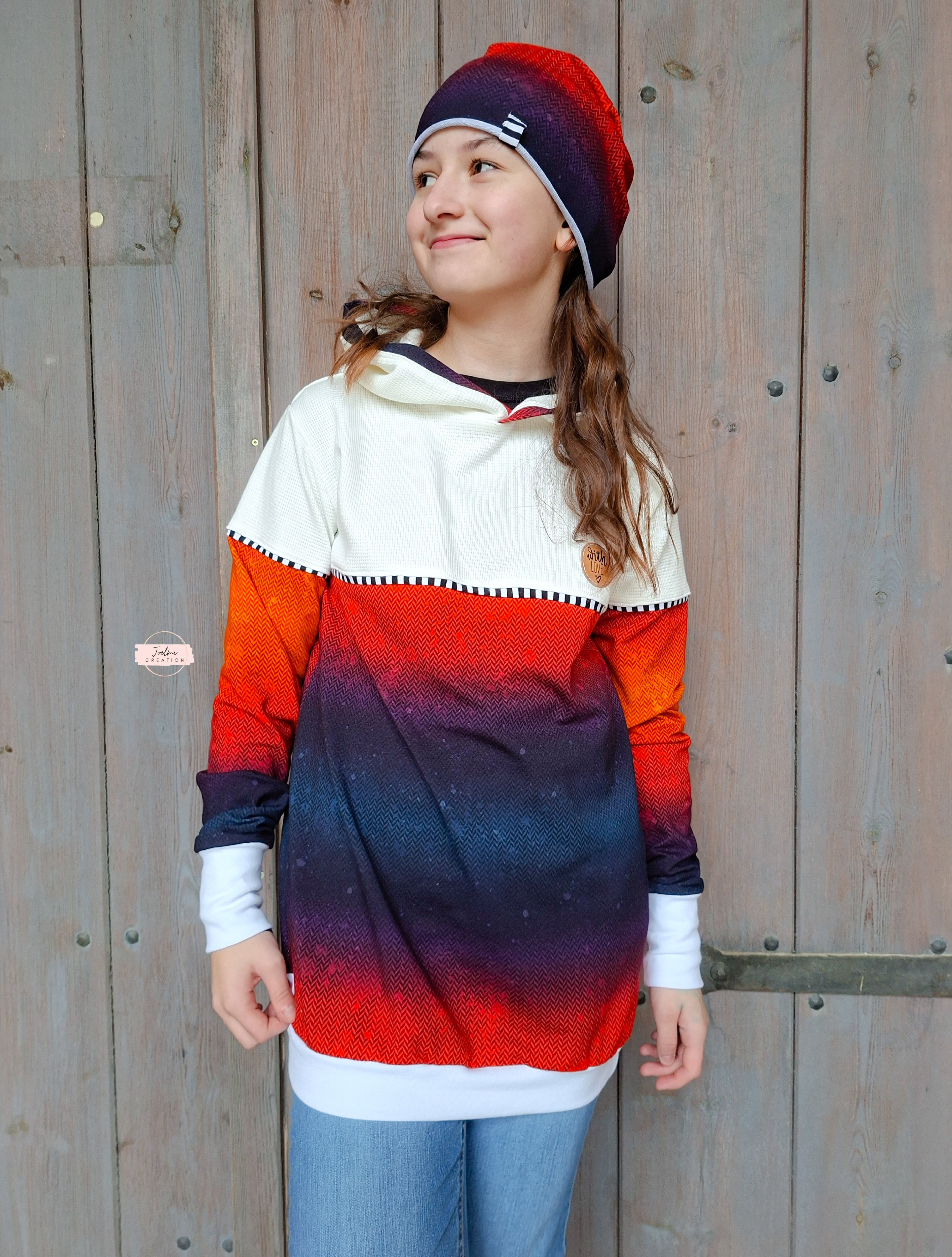 0,5m Bio-Sommersweat Fischgrät Dirty Herringbone gradient sunset 03