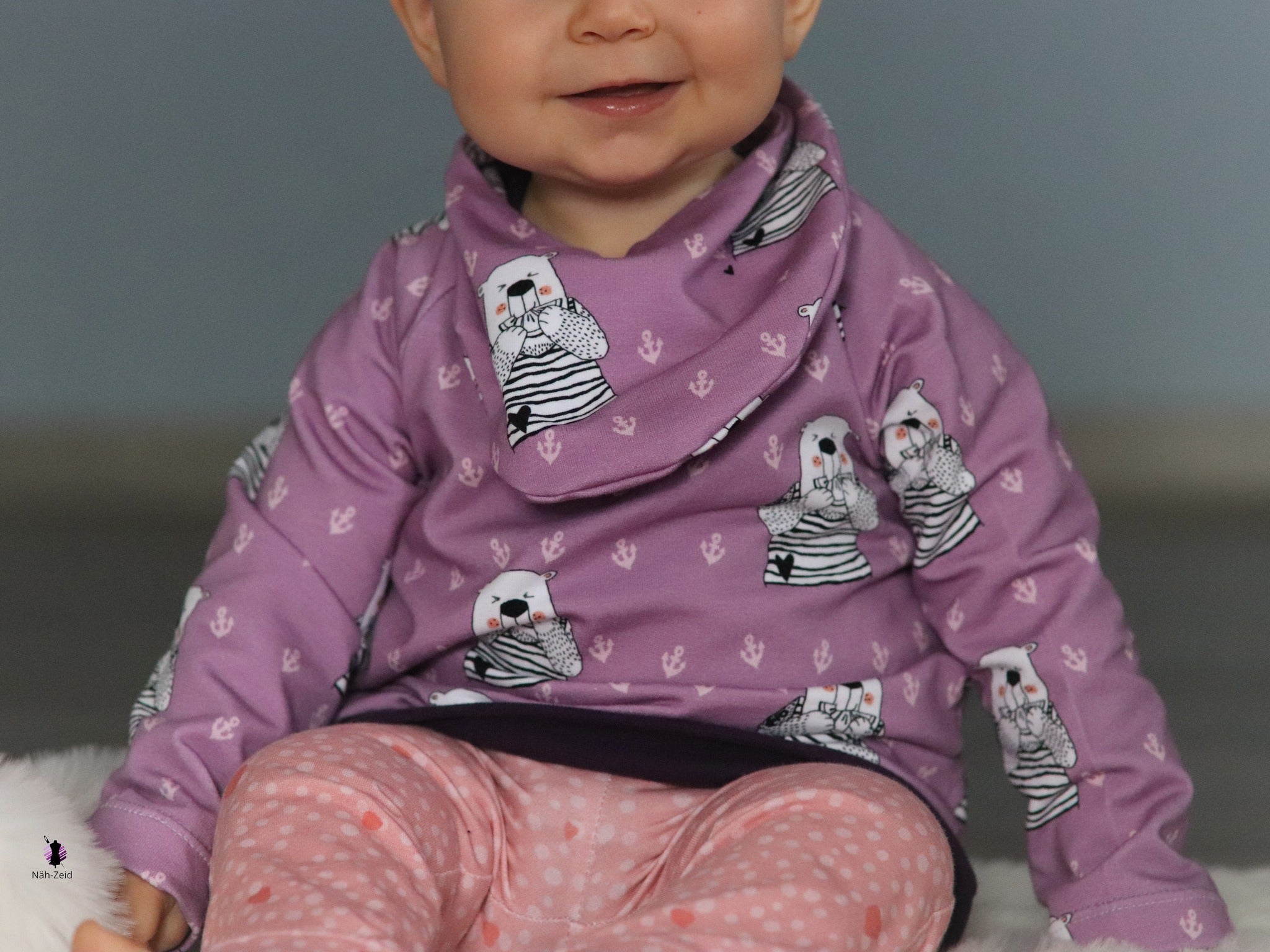 0,5m Bio-Sommersweat Zitronenbär mauve