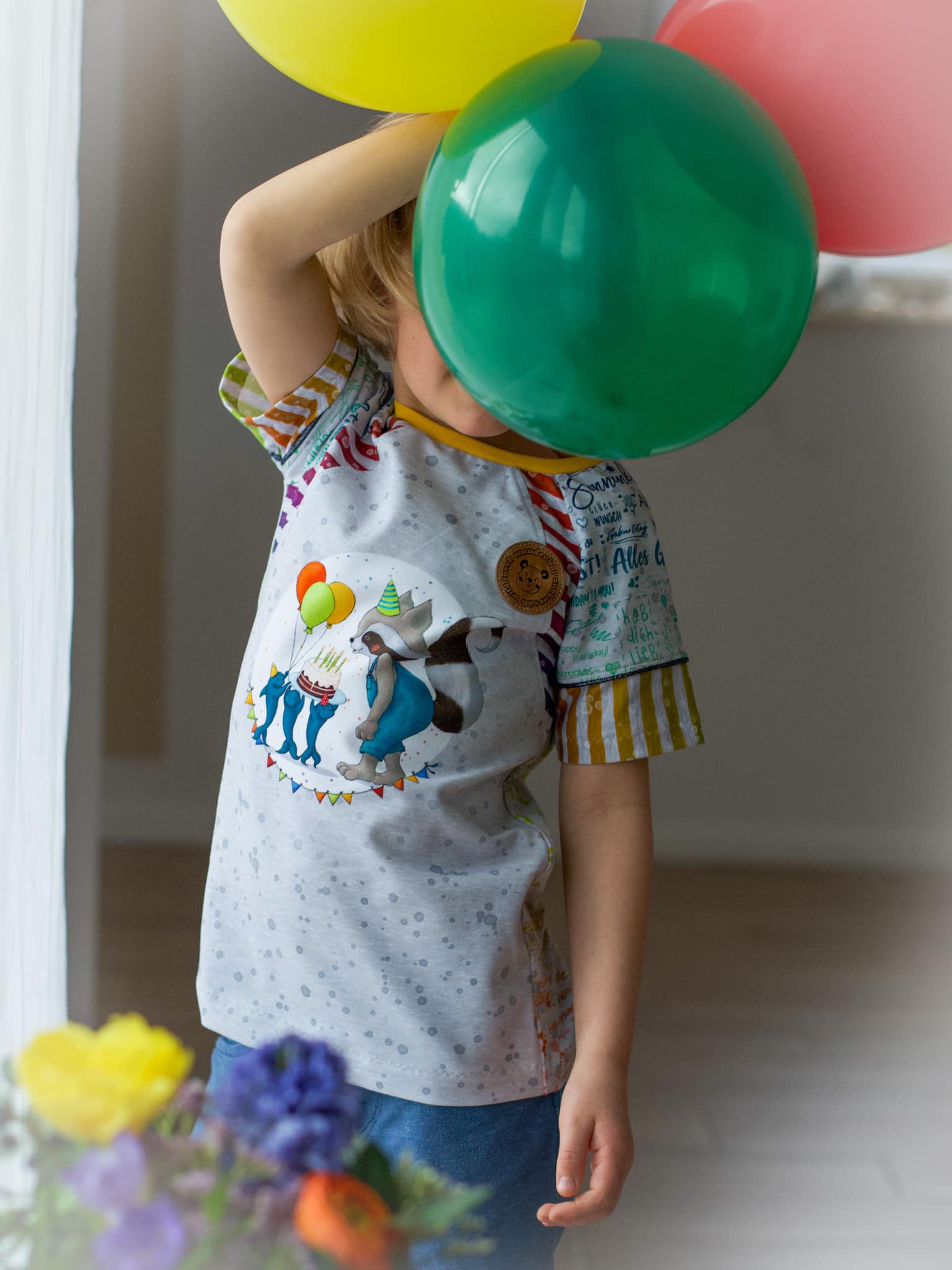 Bio-Jersey Charlie "Geburtstag" hellgrau rainbow