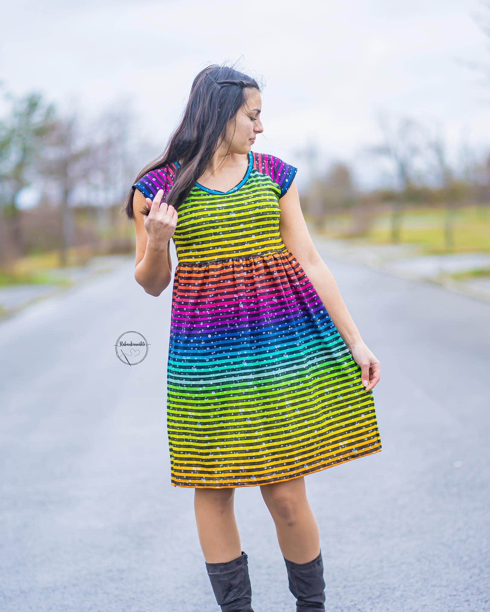 0,5m Bio-Jersey Charlie "Geburtstag" Stripes rainbow knallig
