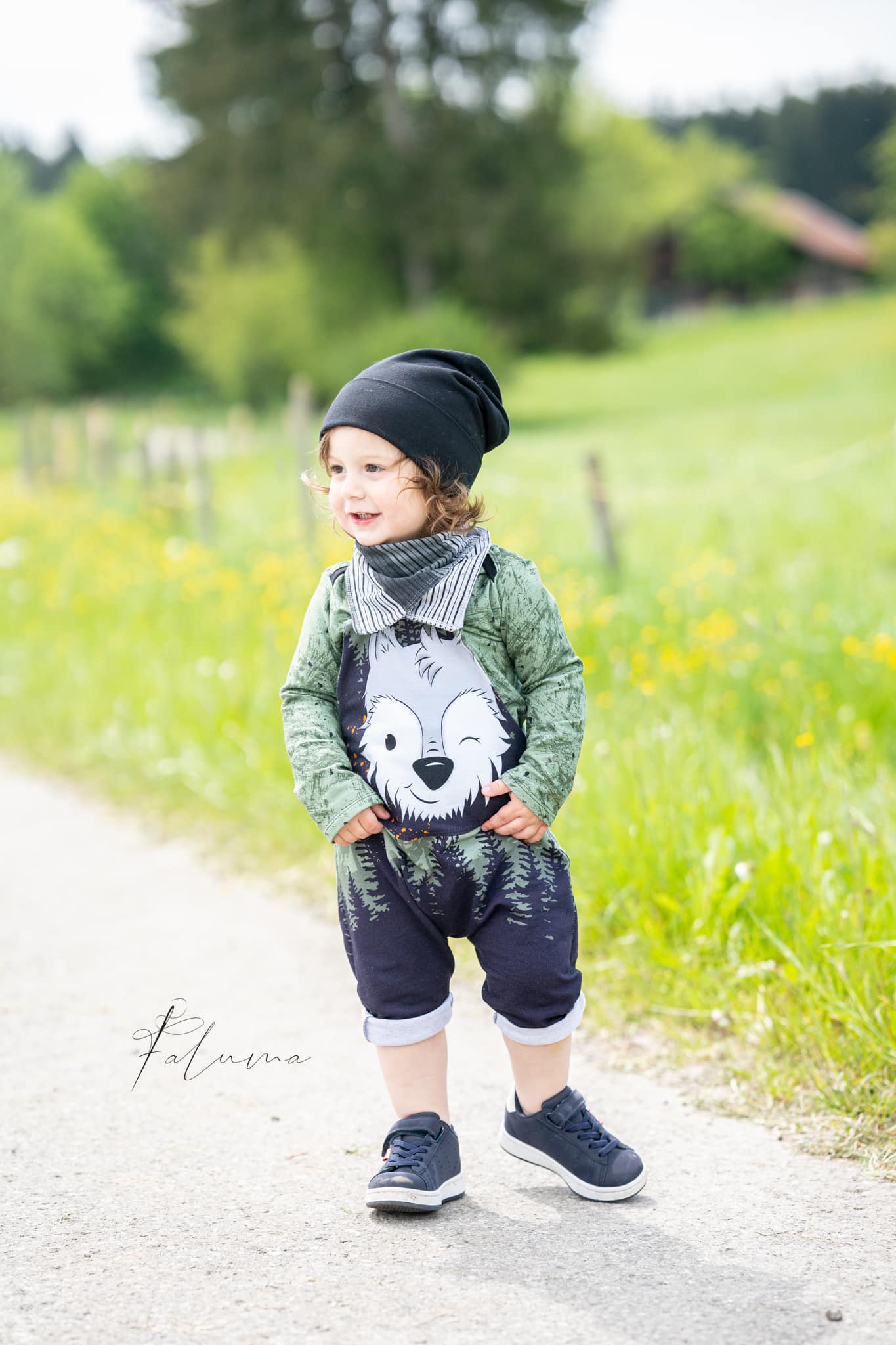 Bio-Sommersweat Limited Edition Waldfreunde Wolfi Wolf grün - Rapport ca. 60-65cm lang