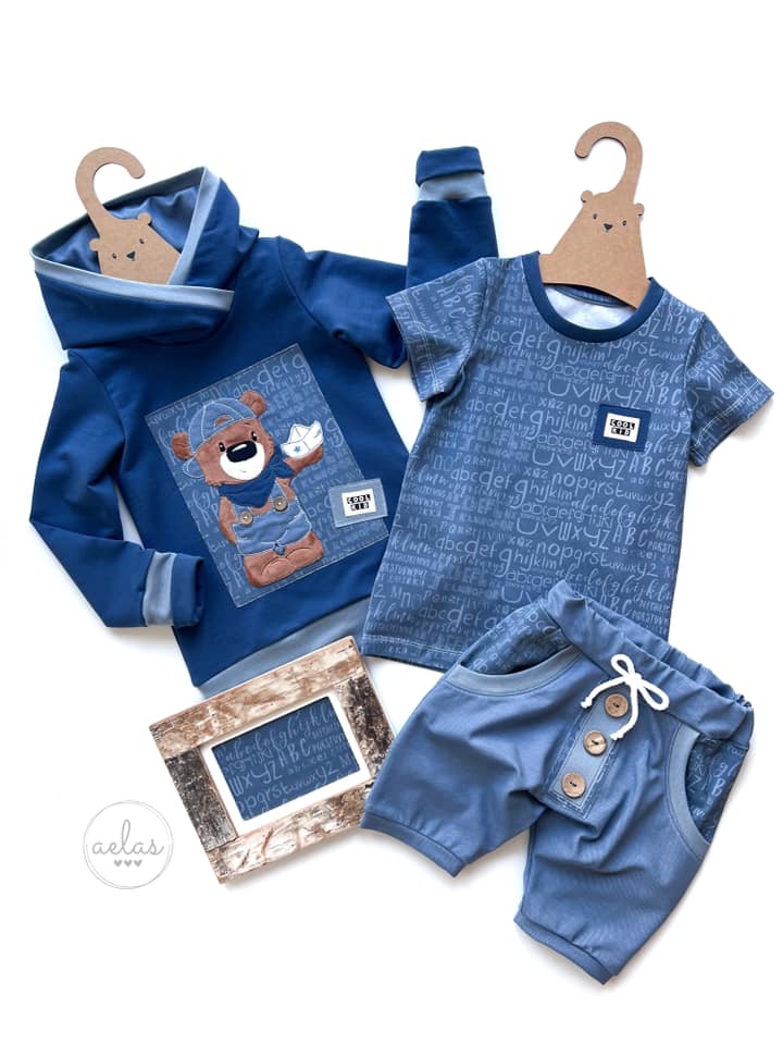 0,5m Bio-Jersey Leseratte ABC-Kombi nebelgrau