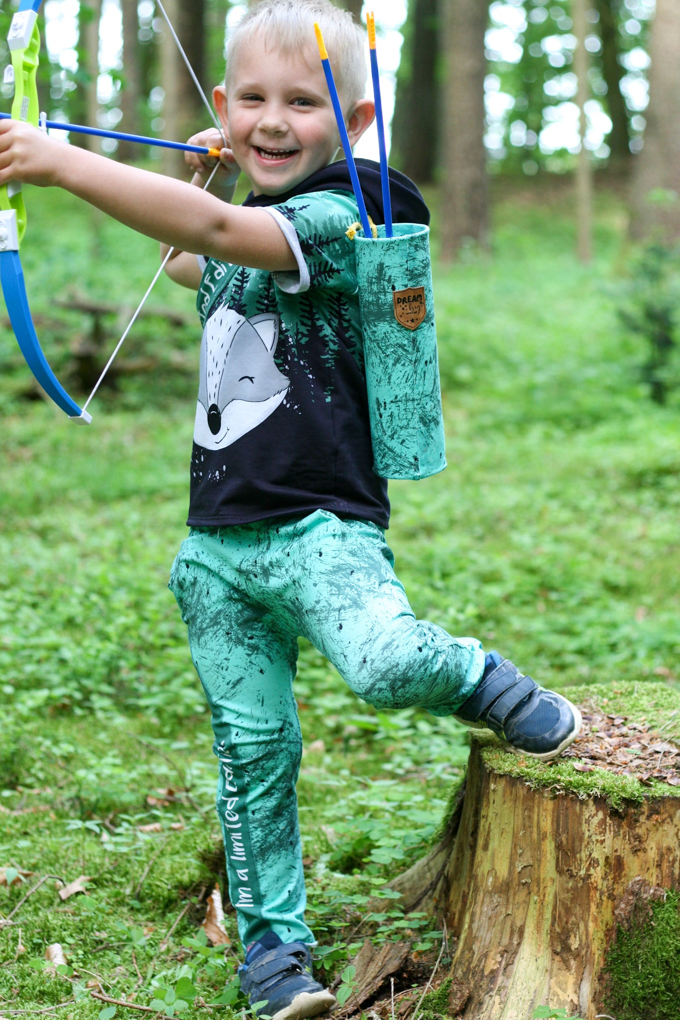 Bio-Sommersweat Limited Edition Waldfreunde Frechdachs türkis - Rapport ca. 60-65cm lang