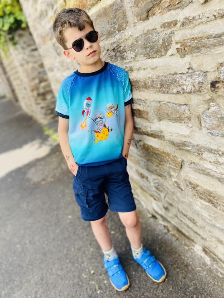 Bio-Jersey Charlie "Little Explorer" blau-weiß