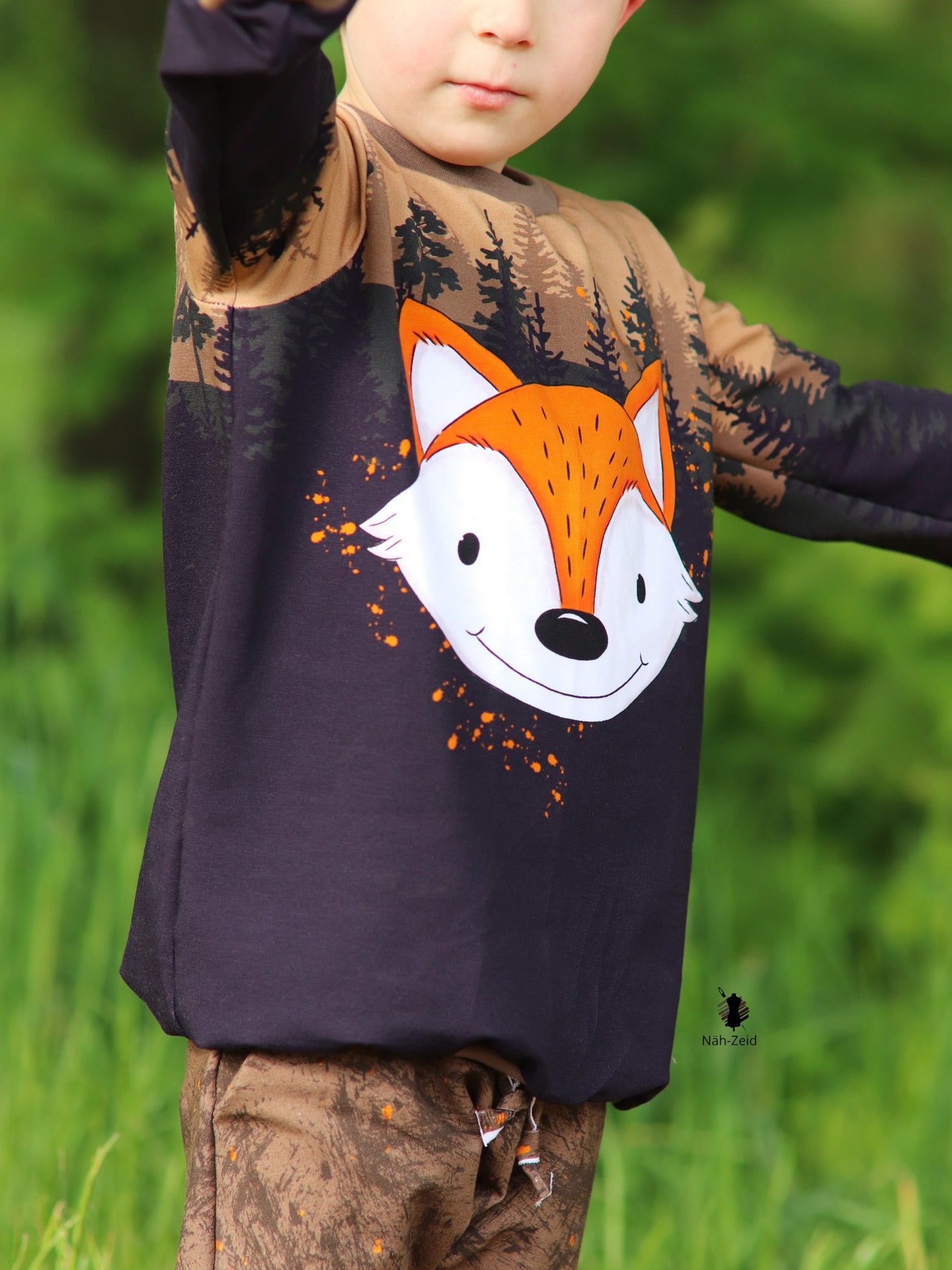 Bio-Sommersweat Limited Edition Waldfreunde Schlaufuchs braun - Rapport ca. 60-65cm lang