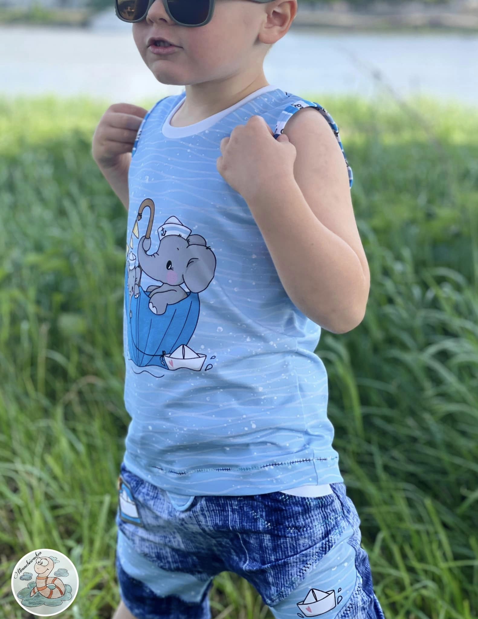 Bio-Jersey "Ahoi, kleiner Elefant" hell - Rapport ca. 60 cm (+/- 5 cm)