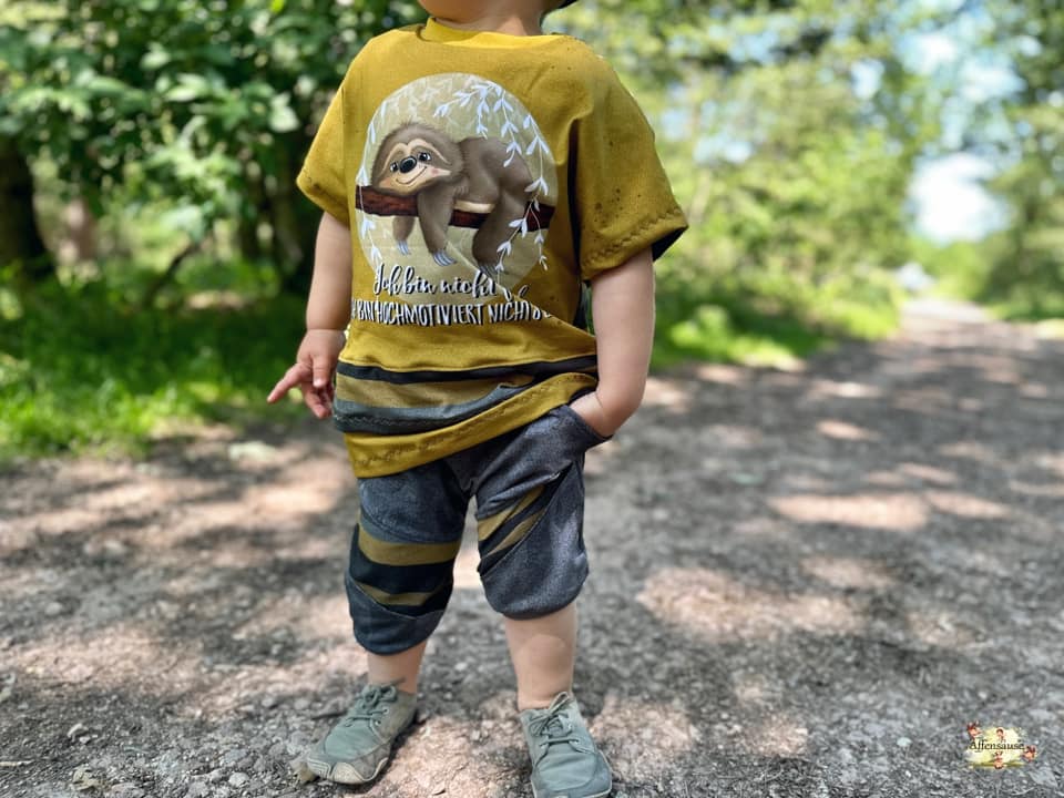 Bio-Jersey Hugo das Faultier "Ich bin nicht faul ..." senfgold