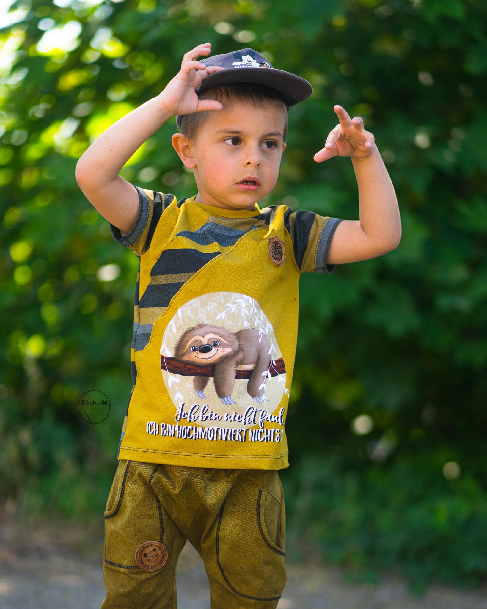 Bio-Jersey Hugo das Faultier "Ich bin nicht faul ..." senfgold
