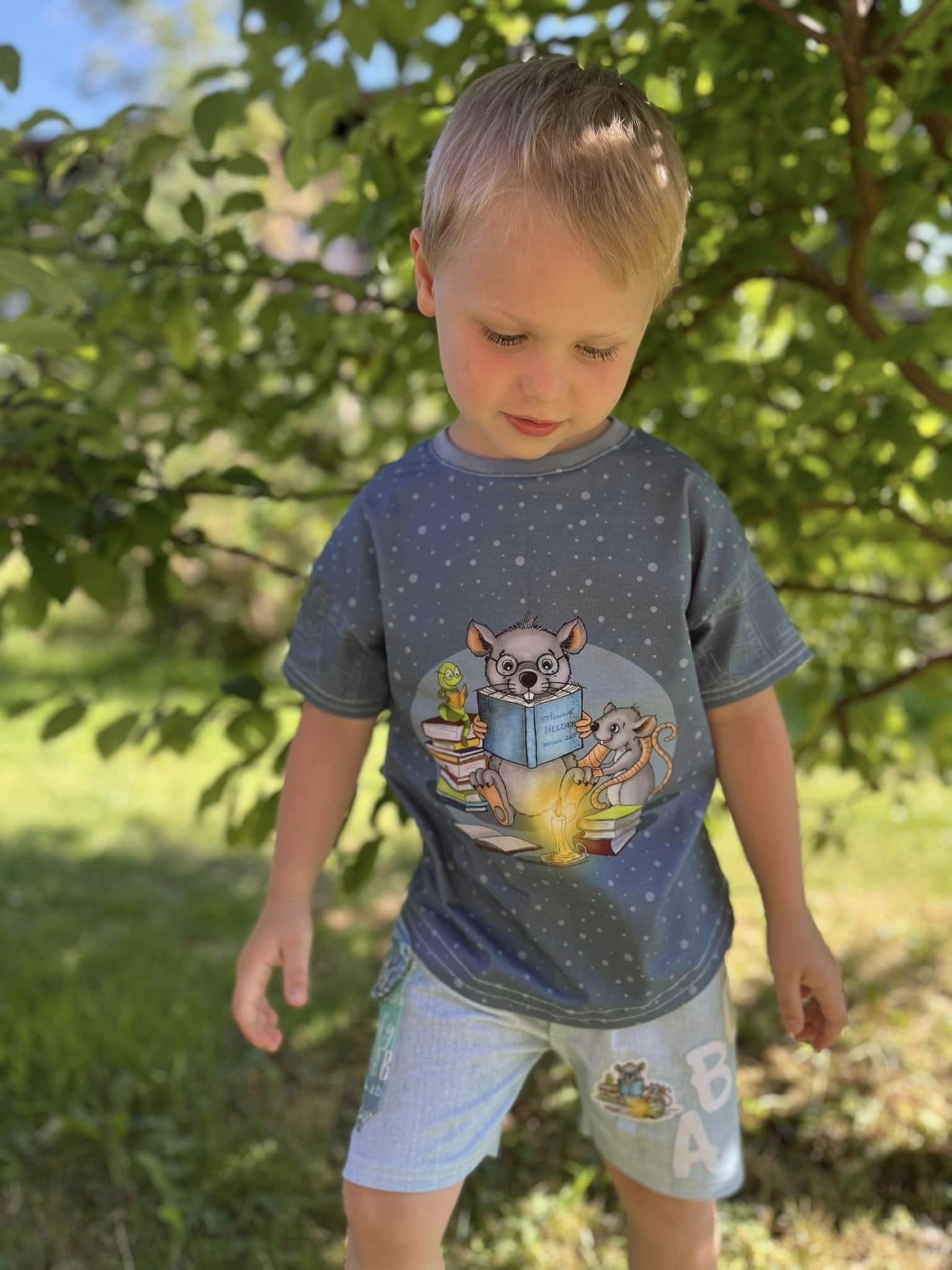 Bio-Jersey Leseratte nebelgrau