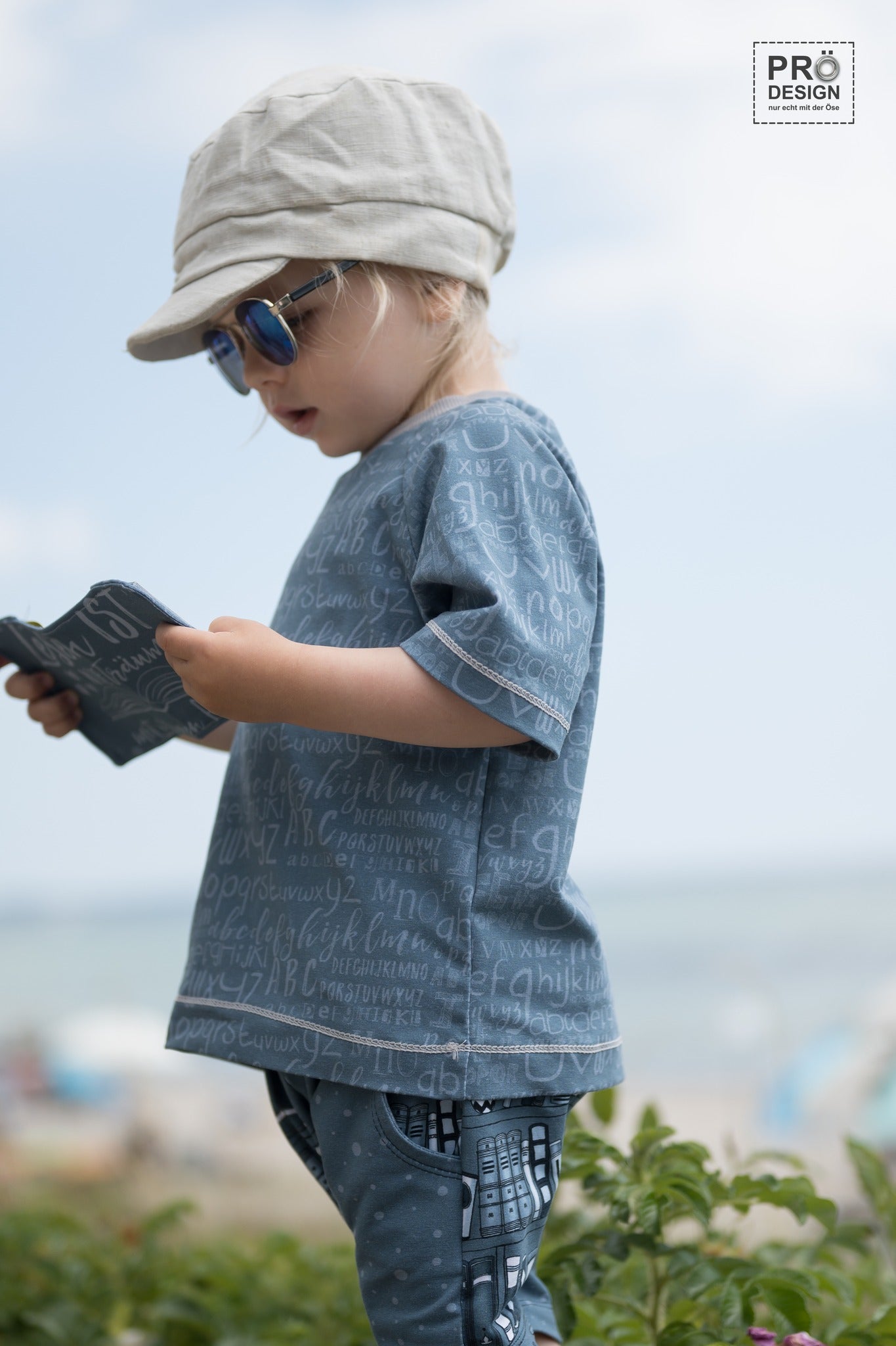 0,5m Bio-Jersey Leseratte ABC-Kombi nebelgrau