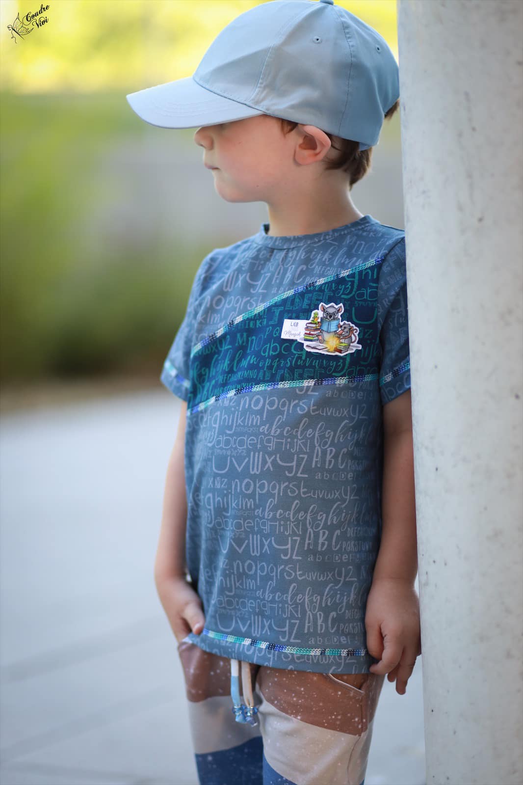 0,5m Bio-Jersey Leseratte ABC-Kombi nebelgrau