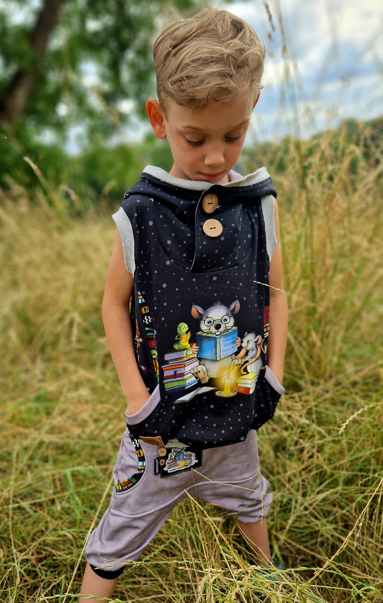 Bio-Jersey Leseratte schwarz