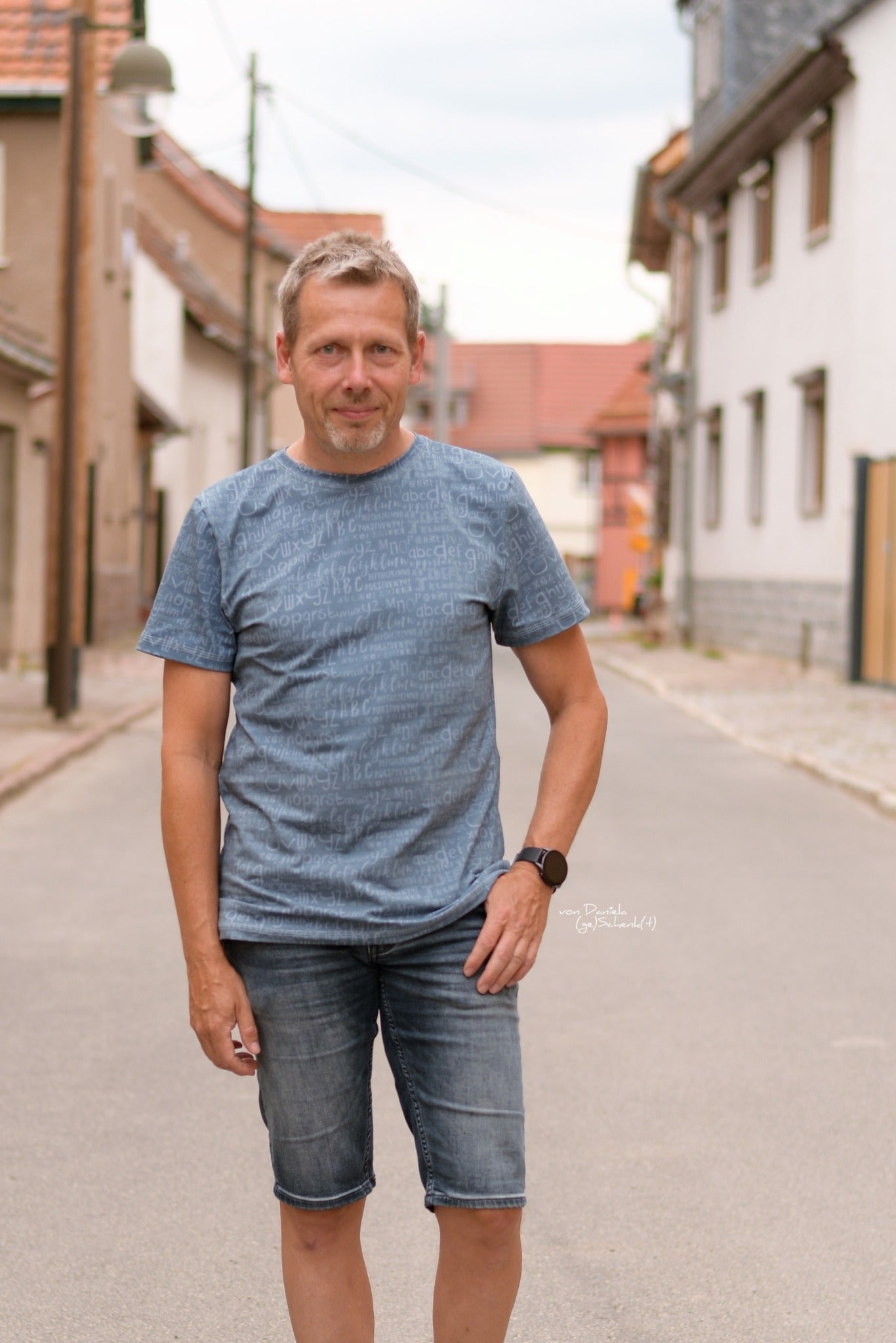 0,5m Bio-Jersey Leseratte ABC-Kombi nebelgrau