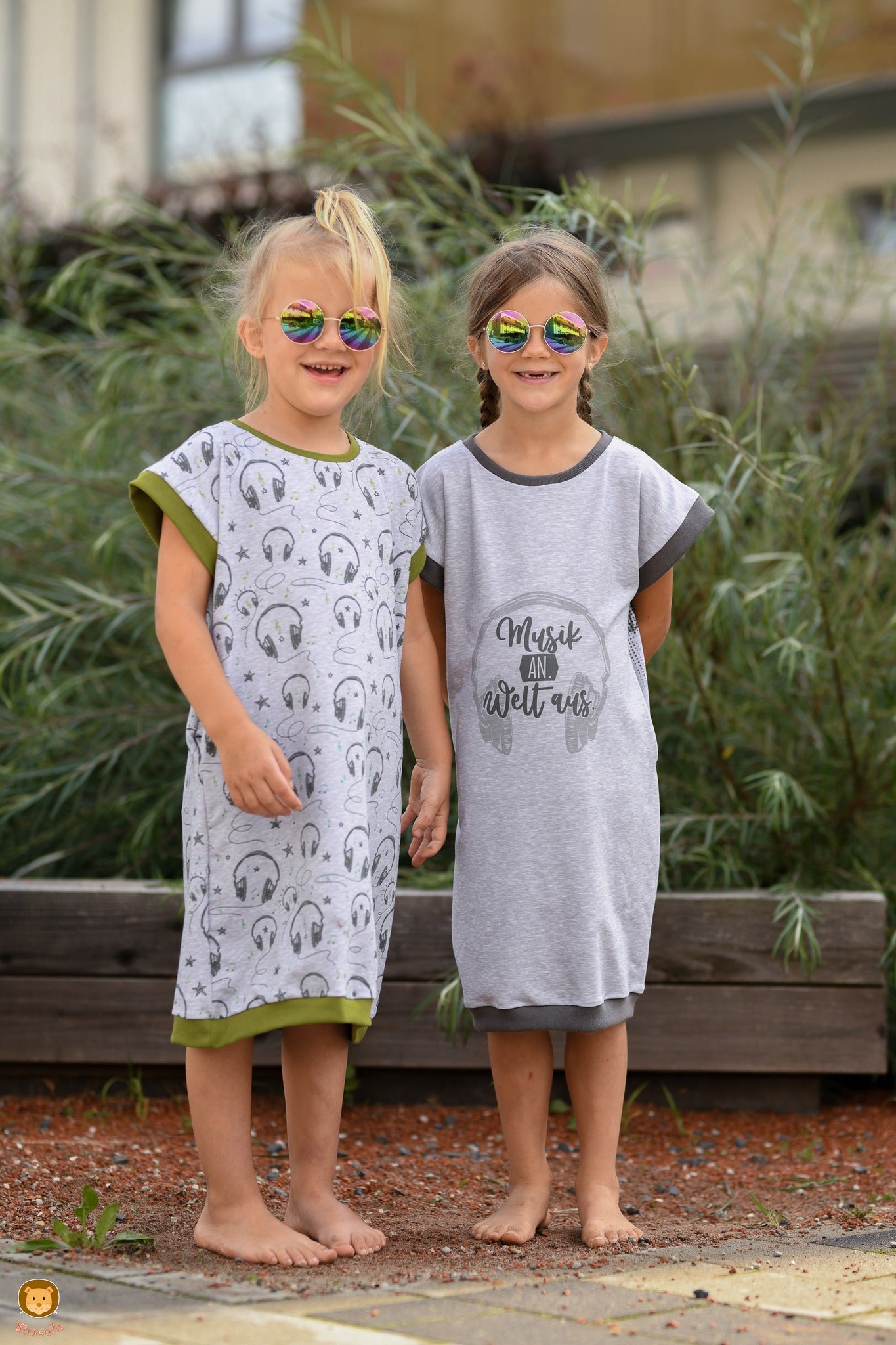 0,5m Bio-Sommersweat Music Kopfhörer-Kombi graumeliert-grün