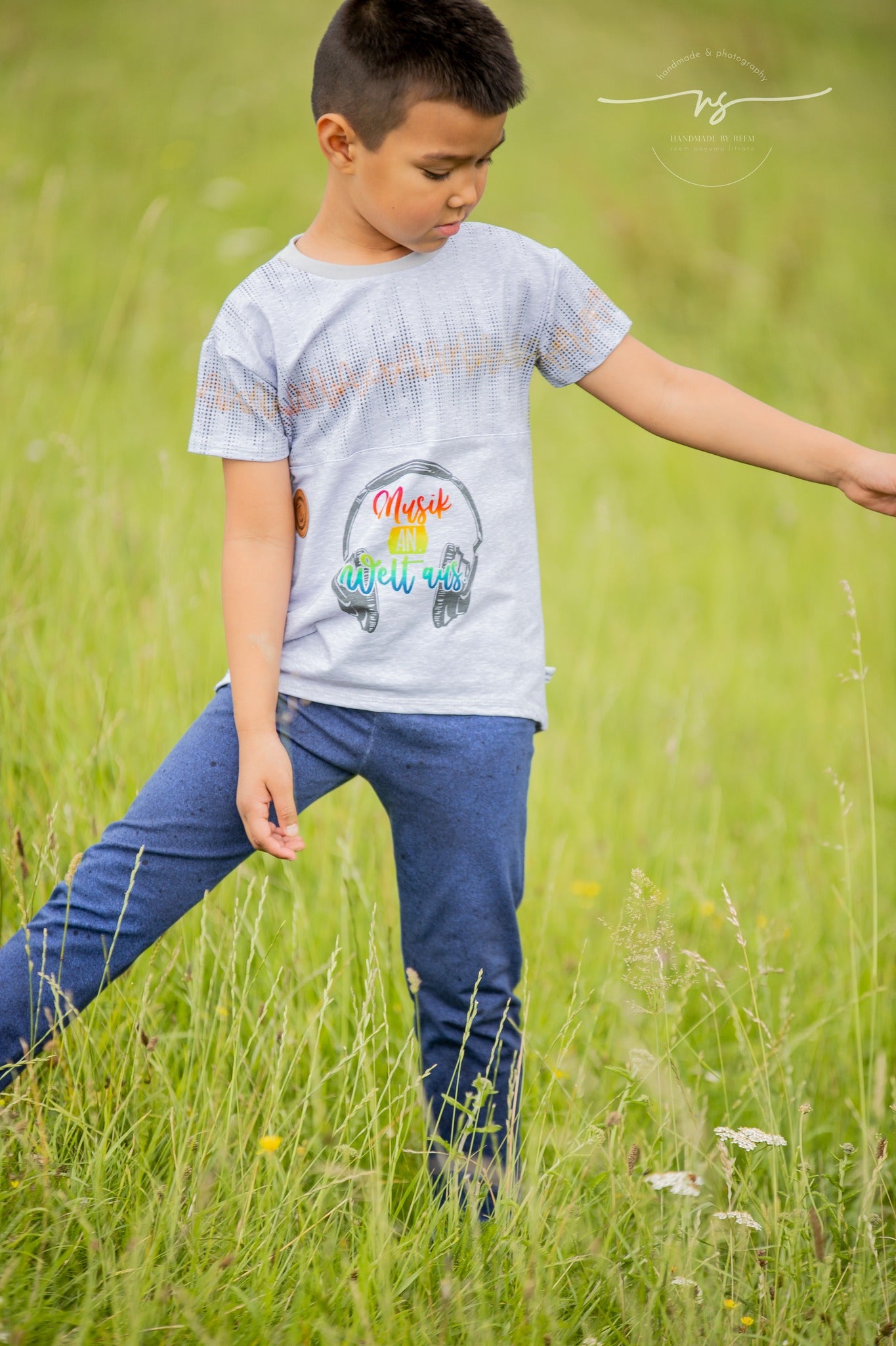 Bio-Sommersweat Music "Musik an. Welt aus." graumeliert