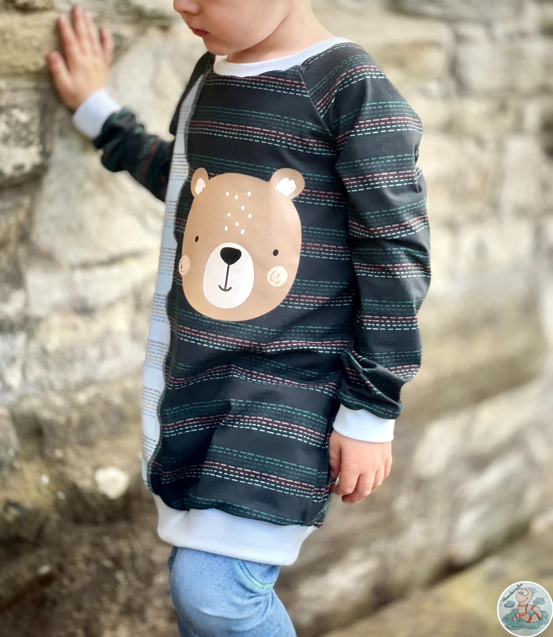 0,5m Bio-Jersey Charlie "Big Hug" Stripes dunkelgrau