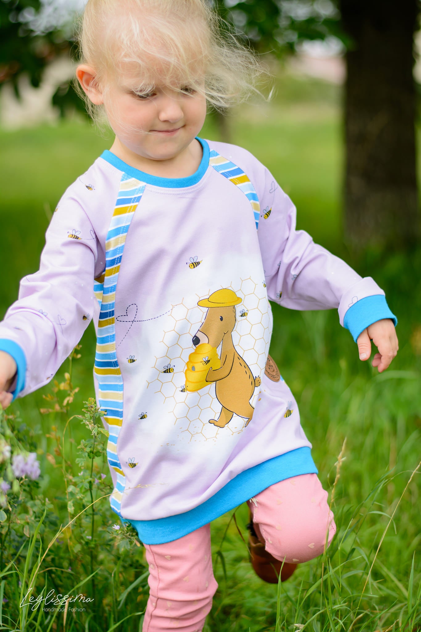 Bio-Jersey Honigbär rosa - Rapport ca. 60cm (+/- 5cm)