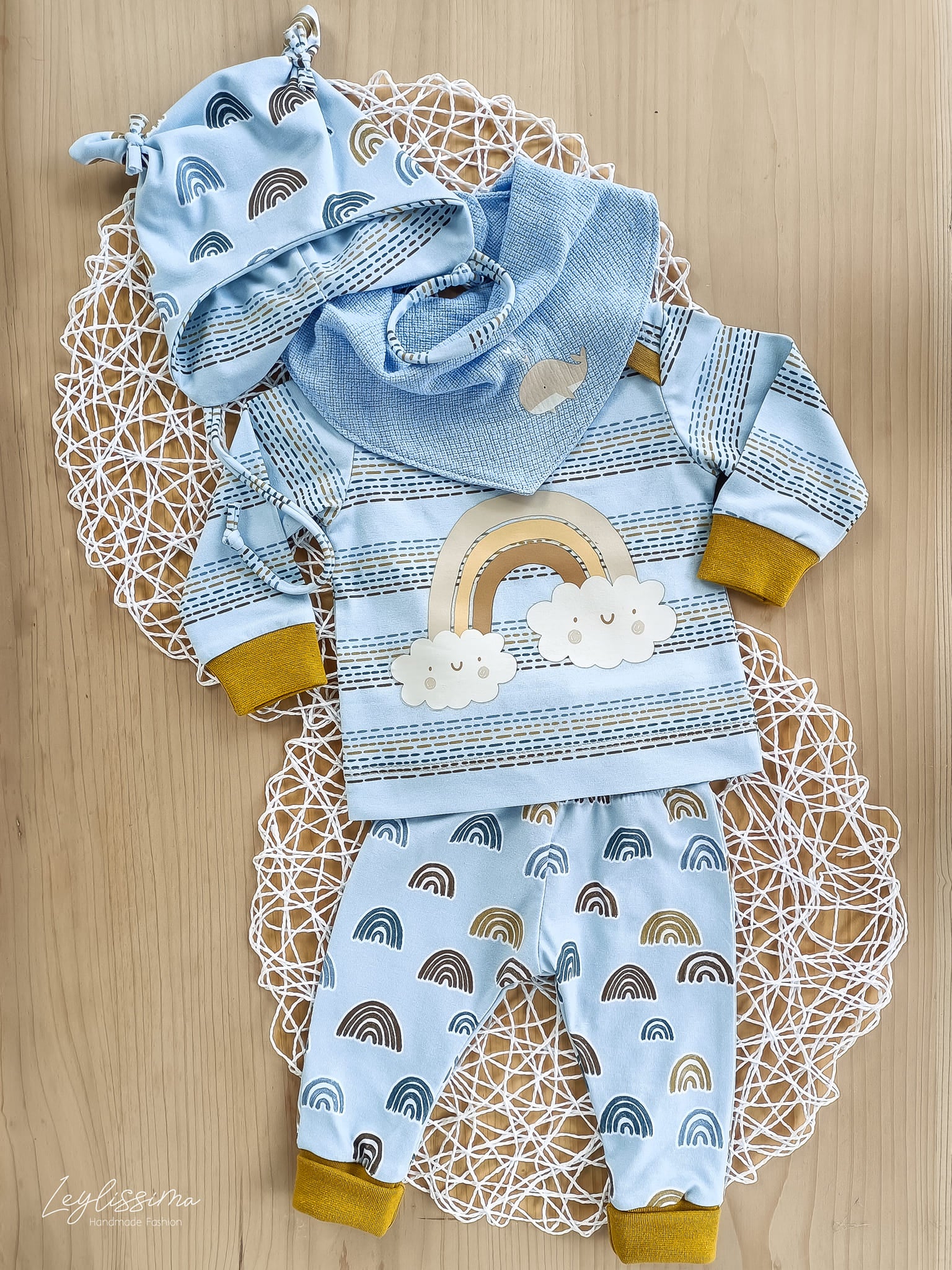 0,5m Bio-Jersey Charlie "Big Hug" Stripes babyblaugrau