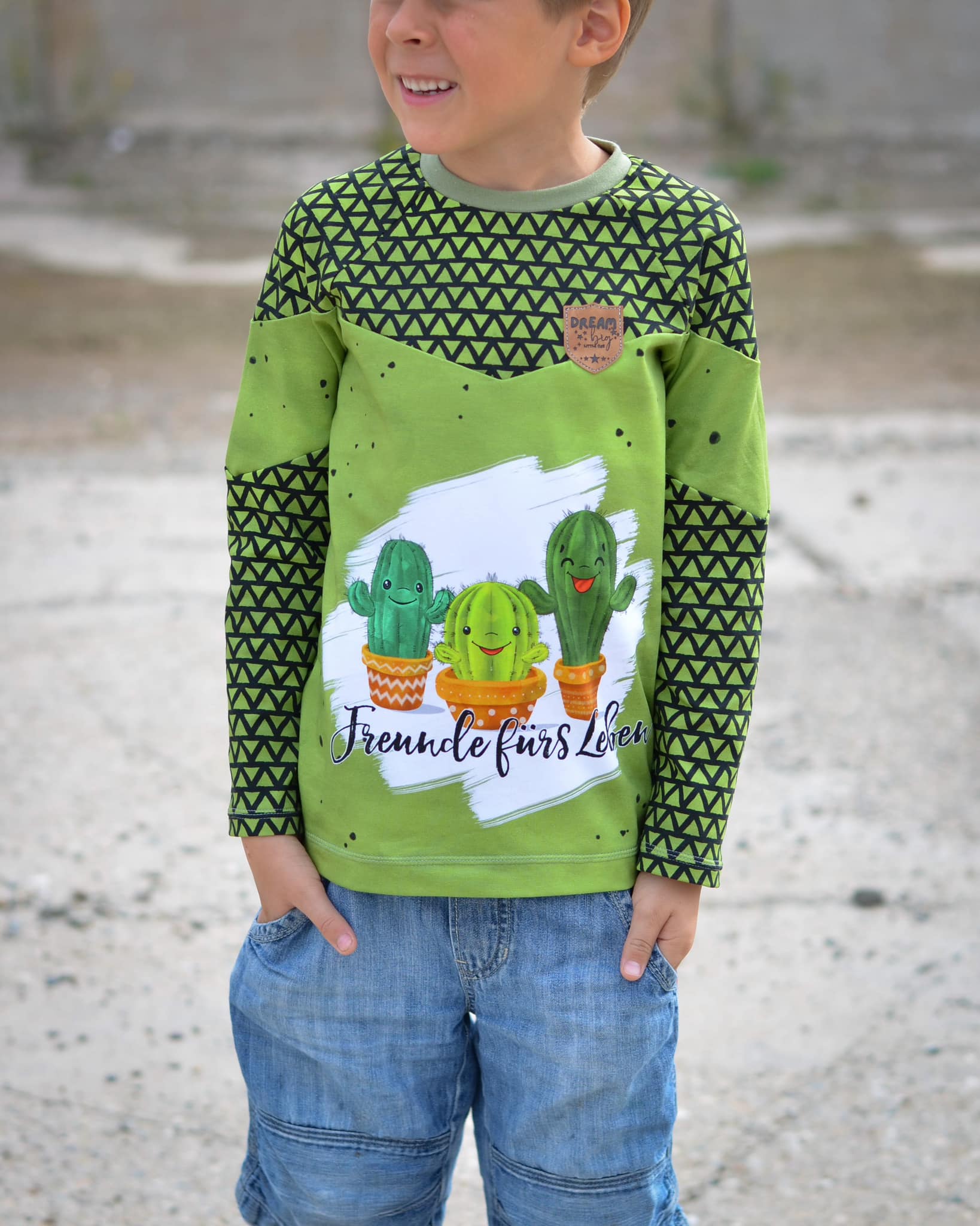 Bio-Jersey Kakteen "Freunde fürs Leben" olive