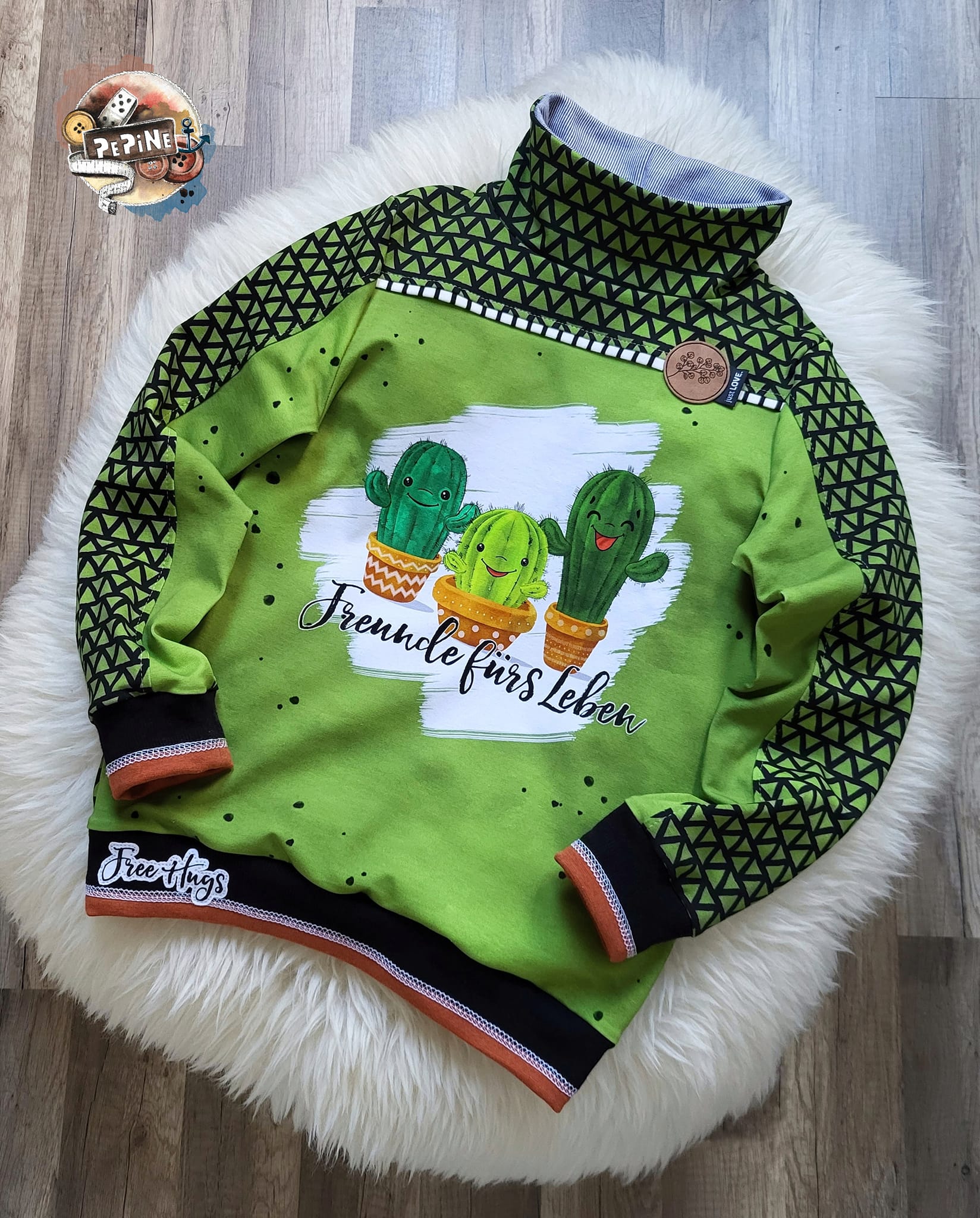 Bio-Jersey Kakteen "Freunde fürs Leben" olive
