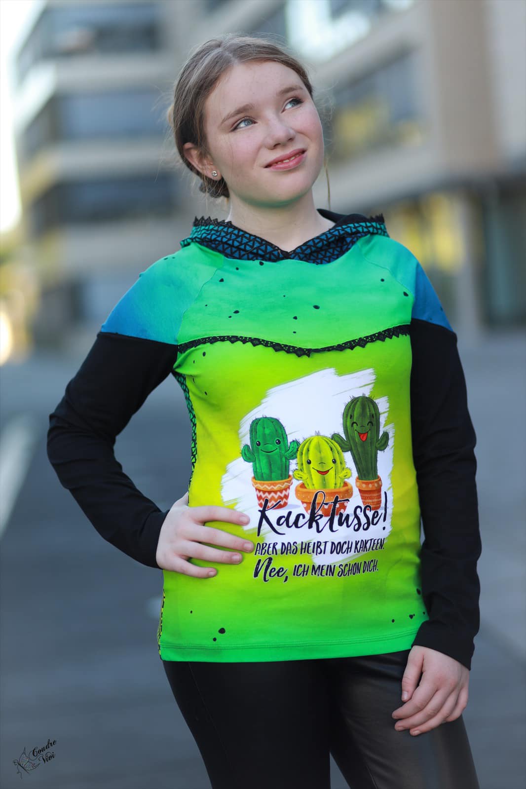 Bio-Jersey Kakteen "Kacktusse" grünblau