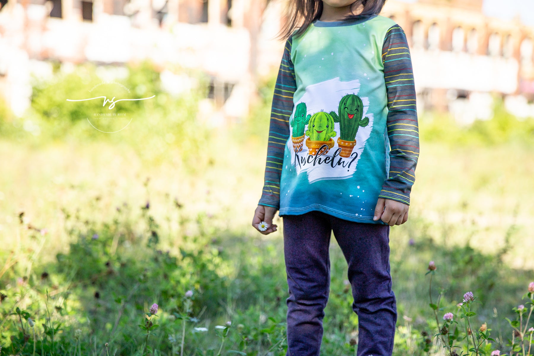 Bio-Jersey Kakteen "Kuscheln?" gelbblau