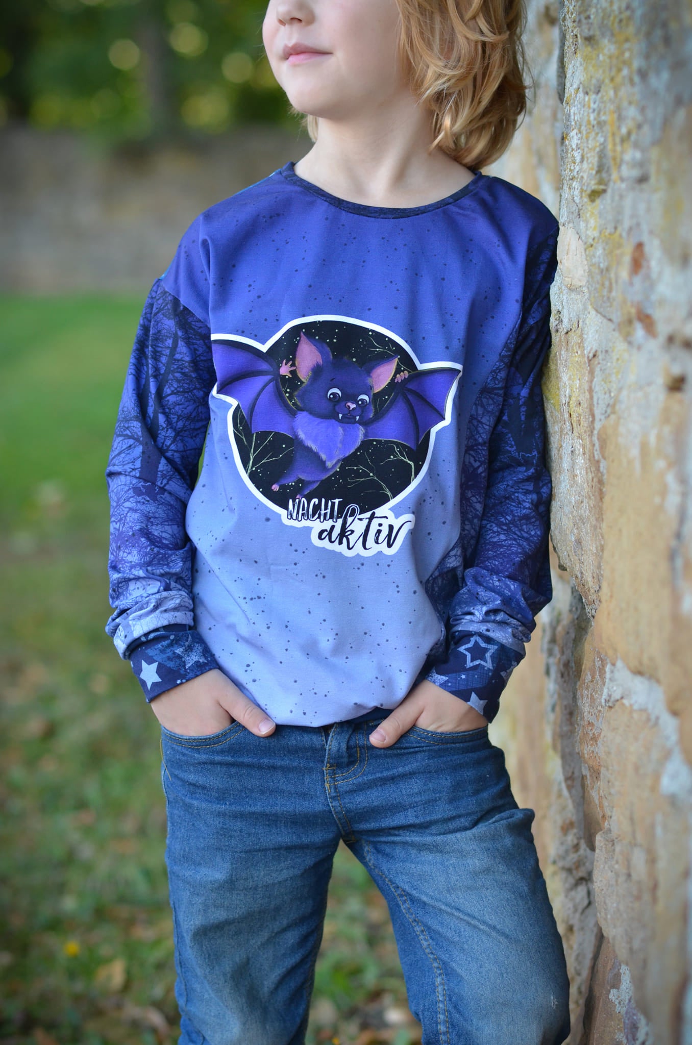 Bio-Jersey Fledermaus nachtaktiv Verlauf blau