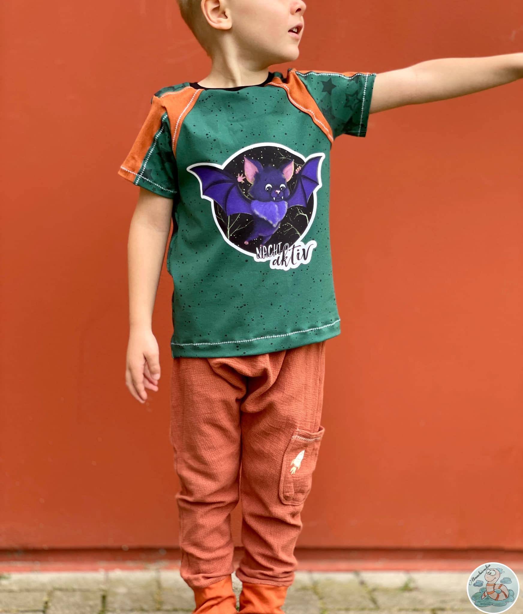 Bio-Jersey Fledermaus nachtaktiv dunkelsmaragd