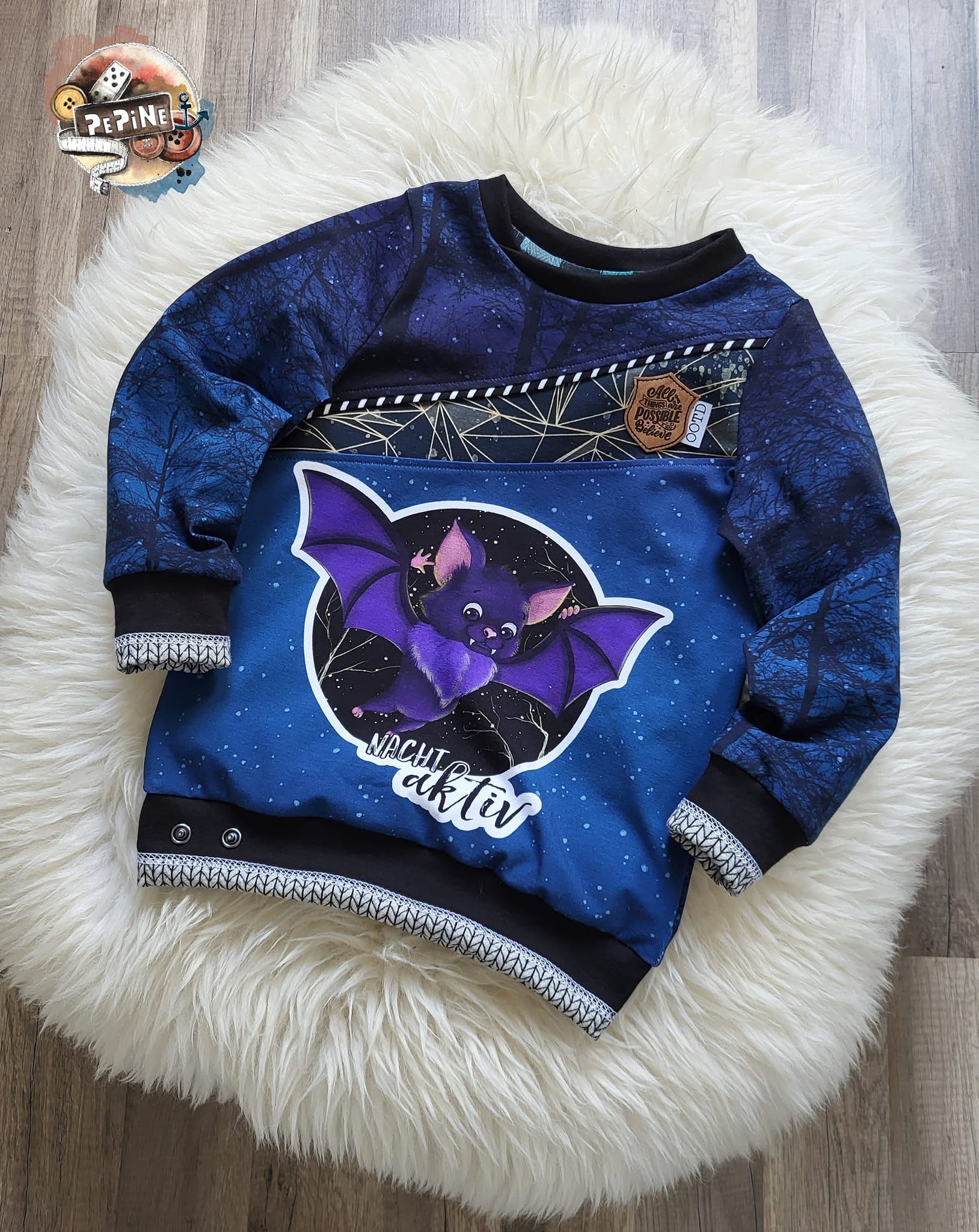 Bio-Jersey Fledermaus nachtaktiv Verlauf dunkelblau