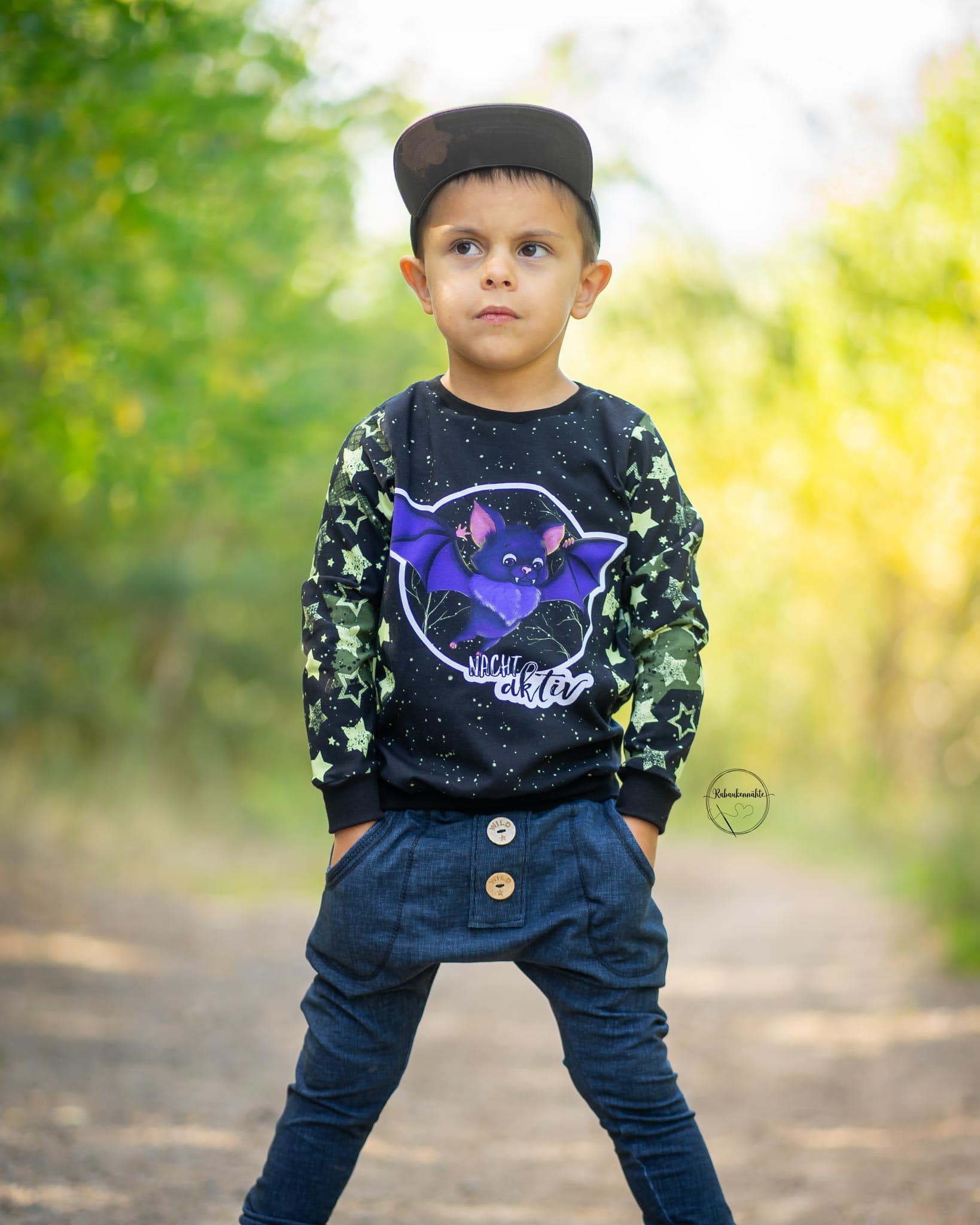 Bio-Jersey Fledermaus nachtaktiv schwarz-gold