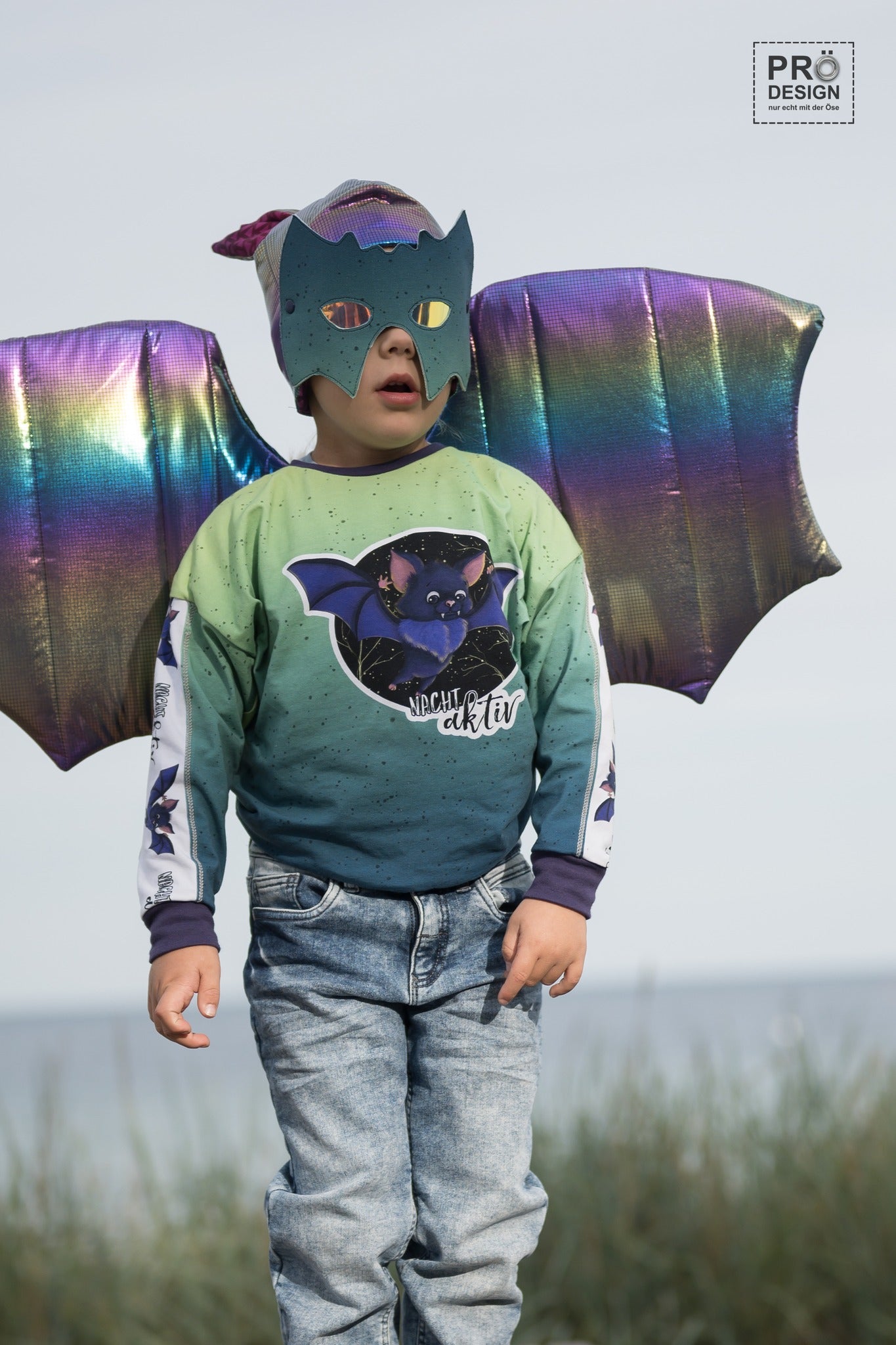 Bio-Jersey Fledermaus nachtaktiv Verlauf grün-blau