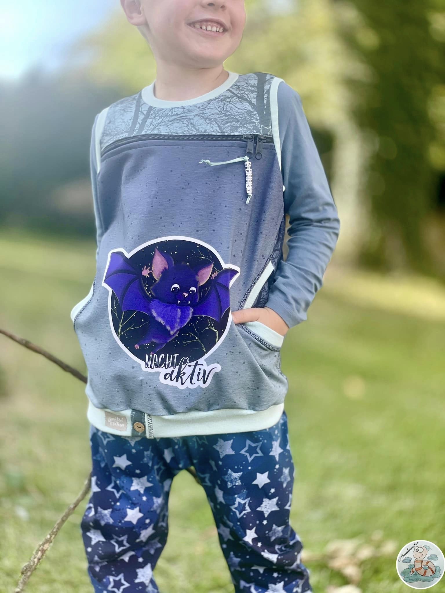 Bio-Jersey Fledermaus nachtaktiv Verlauf grau