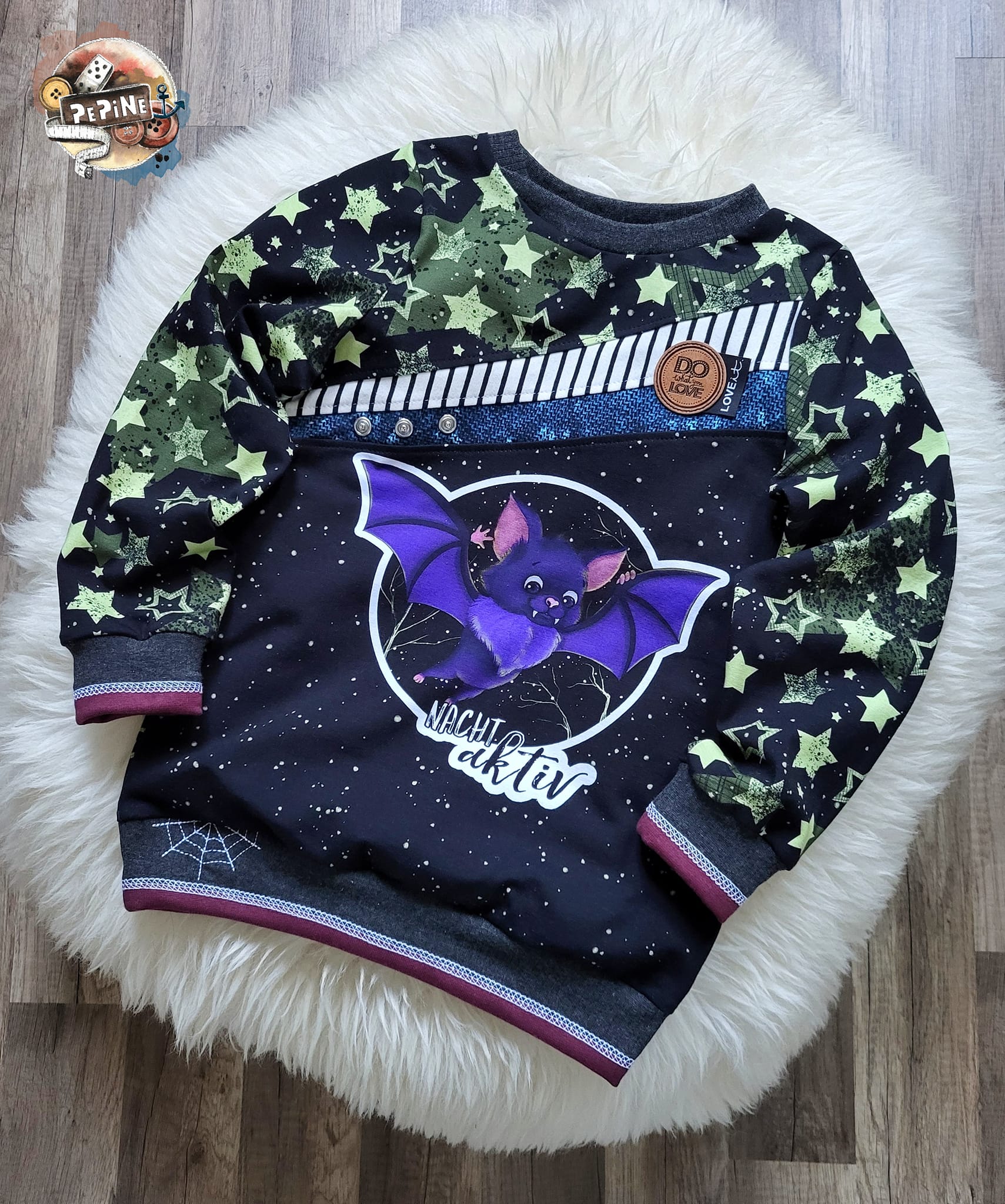 Bio-Jersey Fledermaus nachtaktiv schwarz-gold