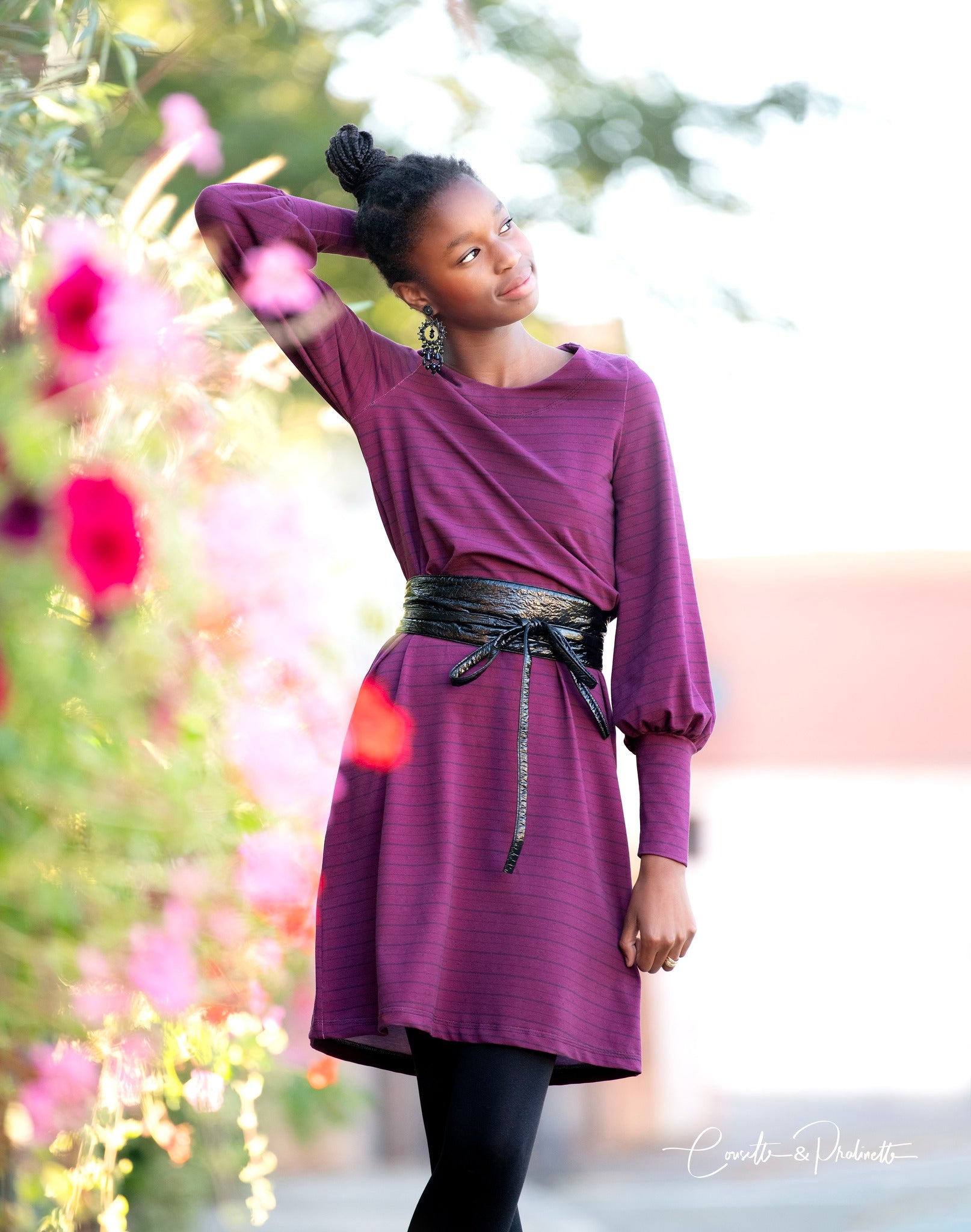 0,5m Bio-Jersey Fledermaus nachtaktiv Kombi-Stripes bordeaux