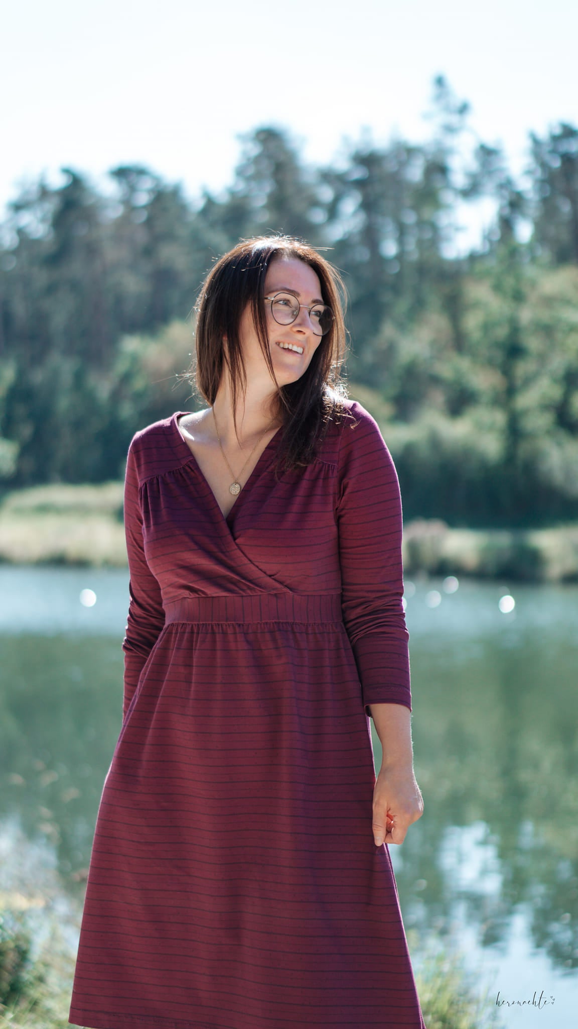 0,5m Bio-Jersey Fledermaus nachtaktiv Kombi-Stripes bordeaux