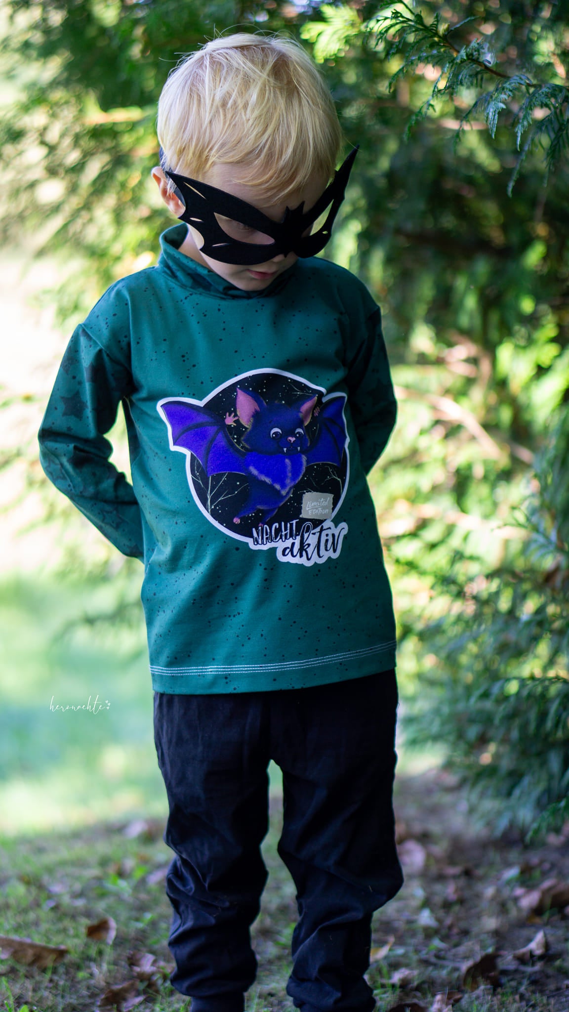 Bio-Jersey Fledermaus nachtaktiv dunkelsmaragd