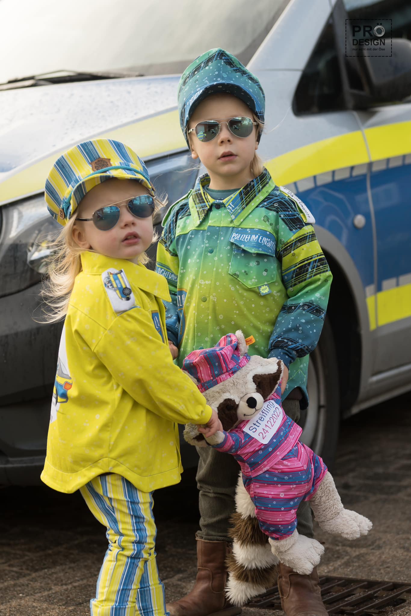 0,5m Bio-Jersey Charlie "Polizei" Kombi pink