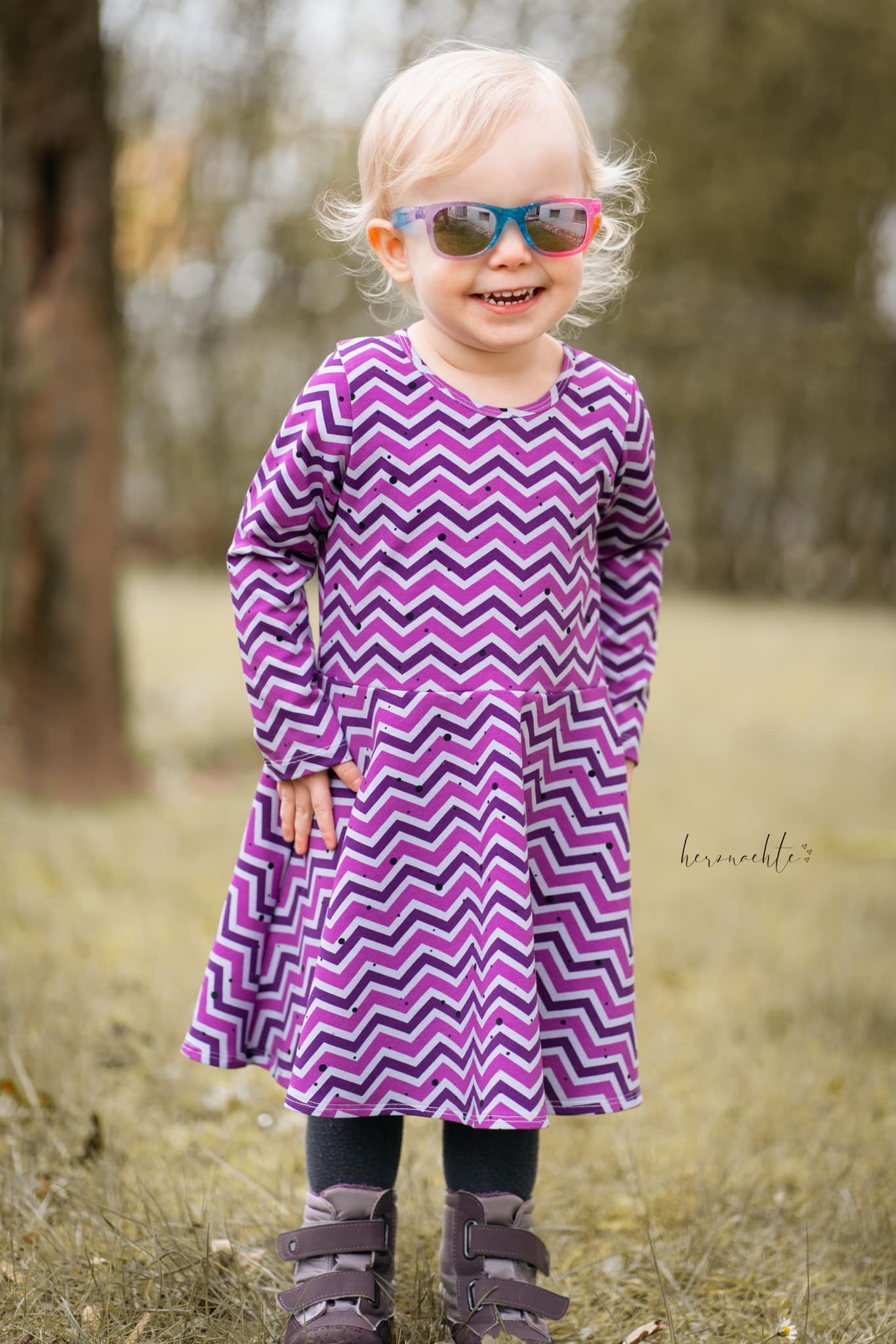 0,5m Bio-Jersey "BEEP beep" Chevron lila