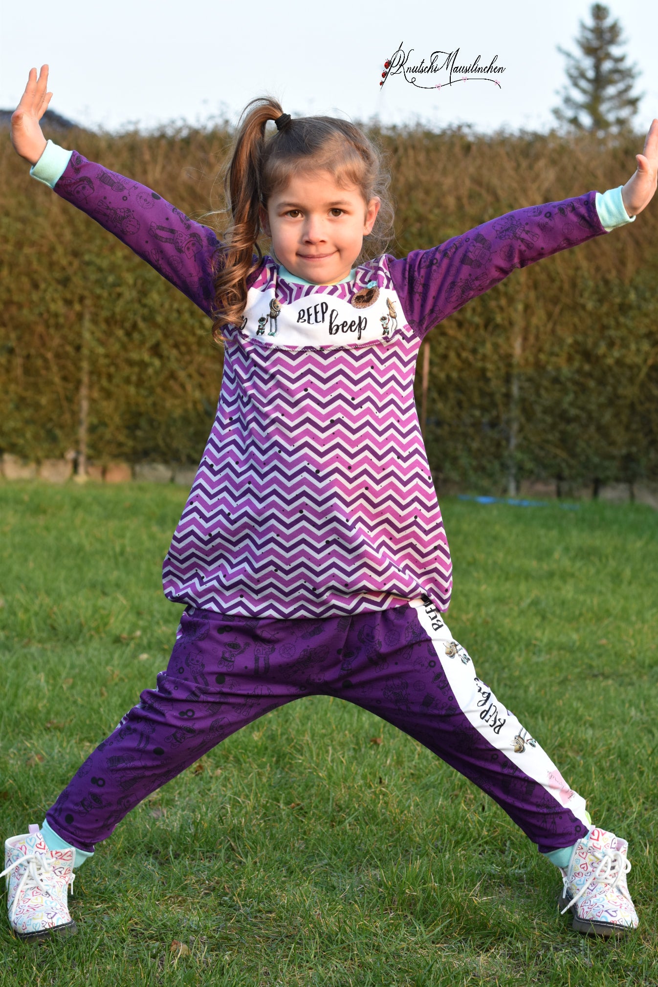 0,5m Bio-Jersey "BEEP beep" Chevron lila