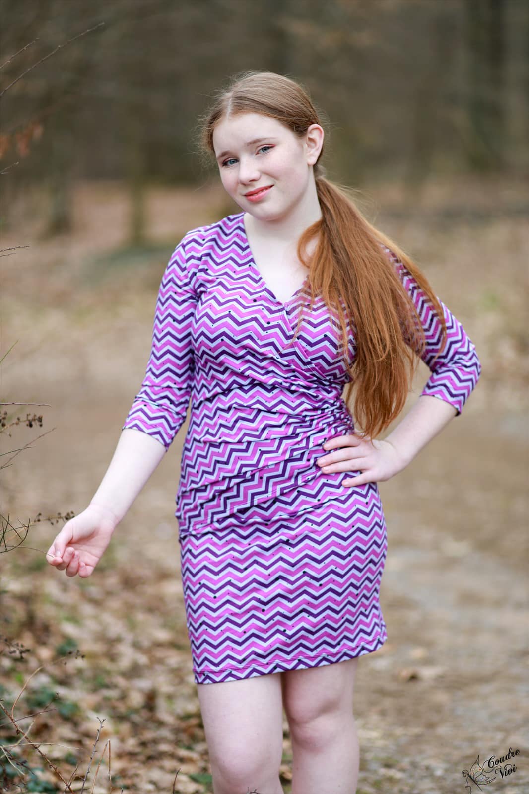 0,5m Bio-Jersey "BEEP beep" Chevron lila