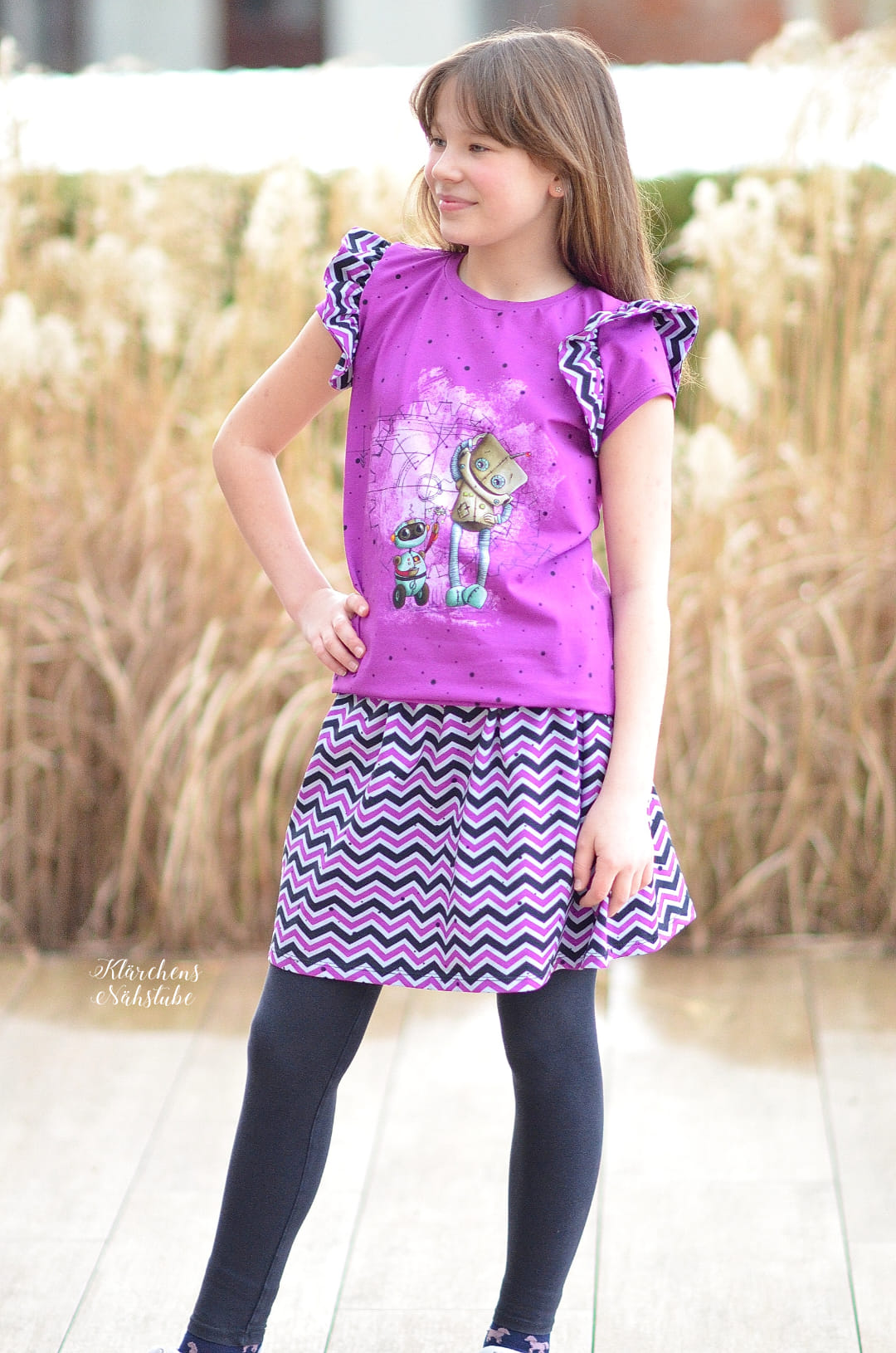 0,5m Bio-Jersey "BEEP beep" Chevron pink