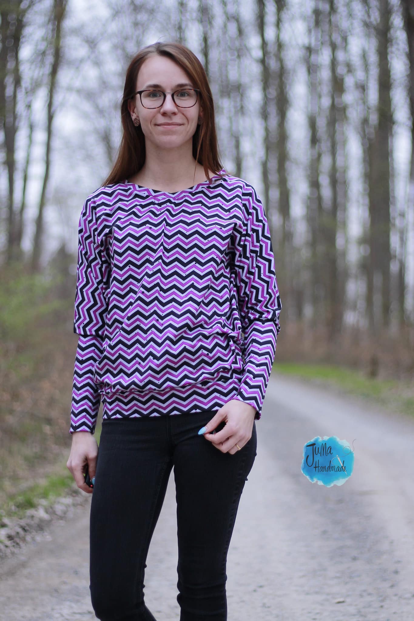 0,5m Bio-Jersey "BEEP beep" Chevron pink