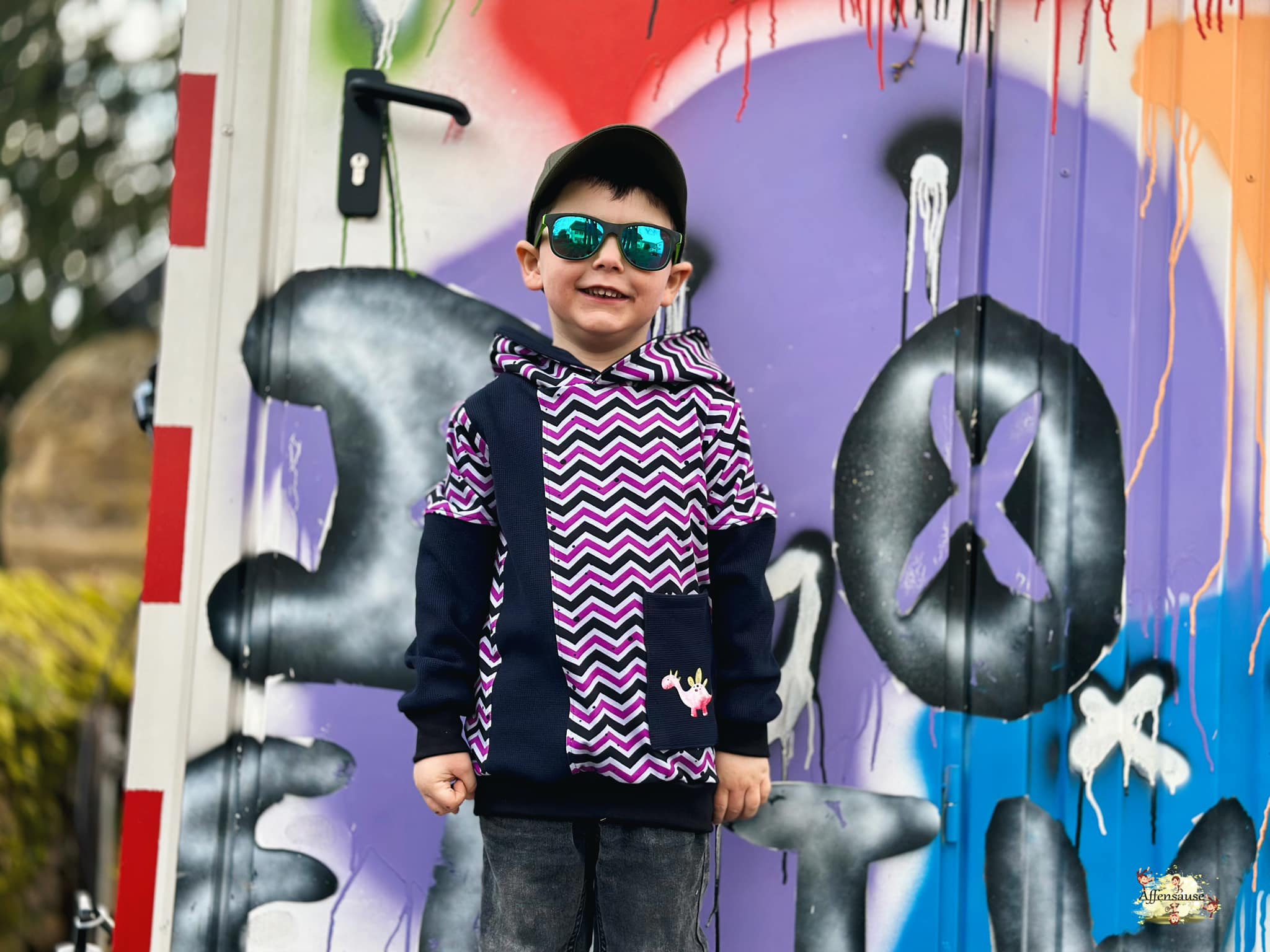 0,5m Bio-Jersey "BEEP beep" Chevron pink