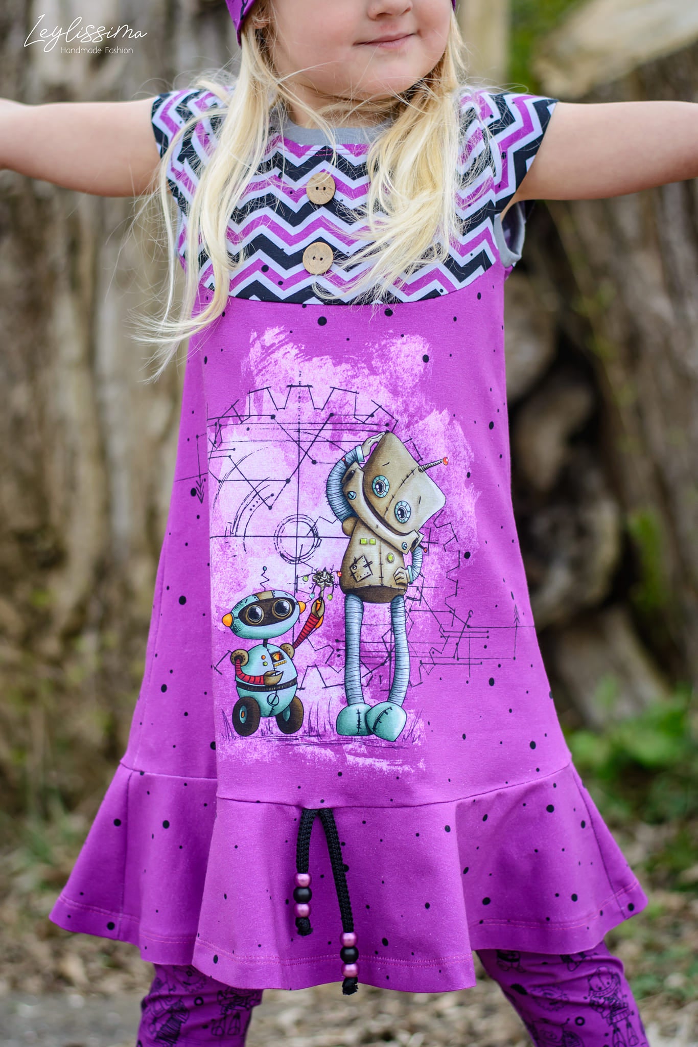 0,5m Bio-Jersey "BEEP beep" Chevron pink