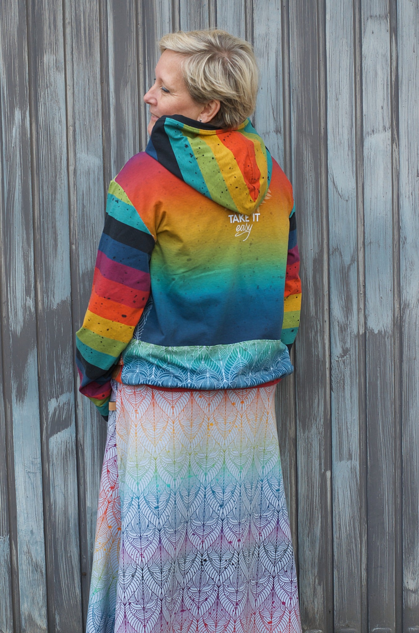 Bio-Jersey Hugo das Faultier "Take it easy" rainbow